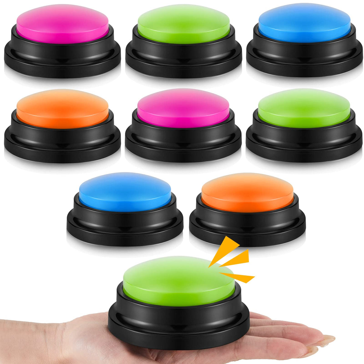 Honoson 8 Pieces Recordable Answer Buzzers Button Answer Buzzers Game Show Buzzer Recordable Button Buzzers Gift For Christmas T