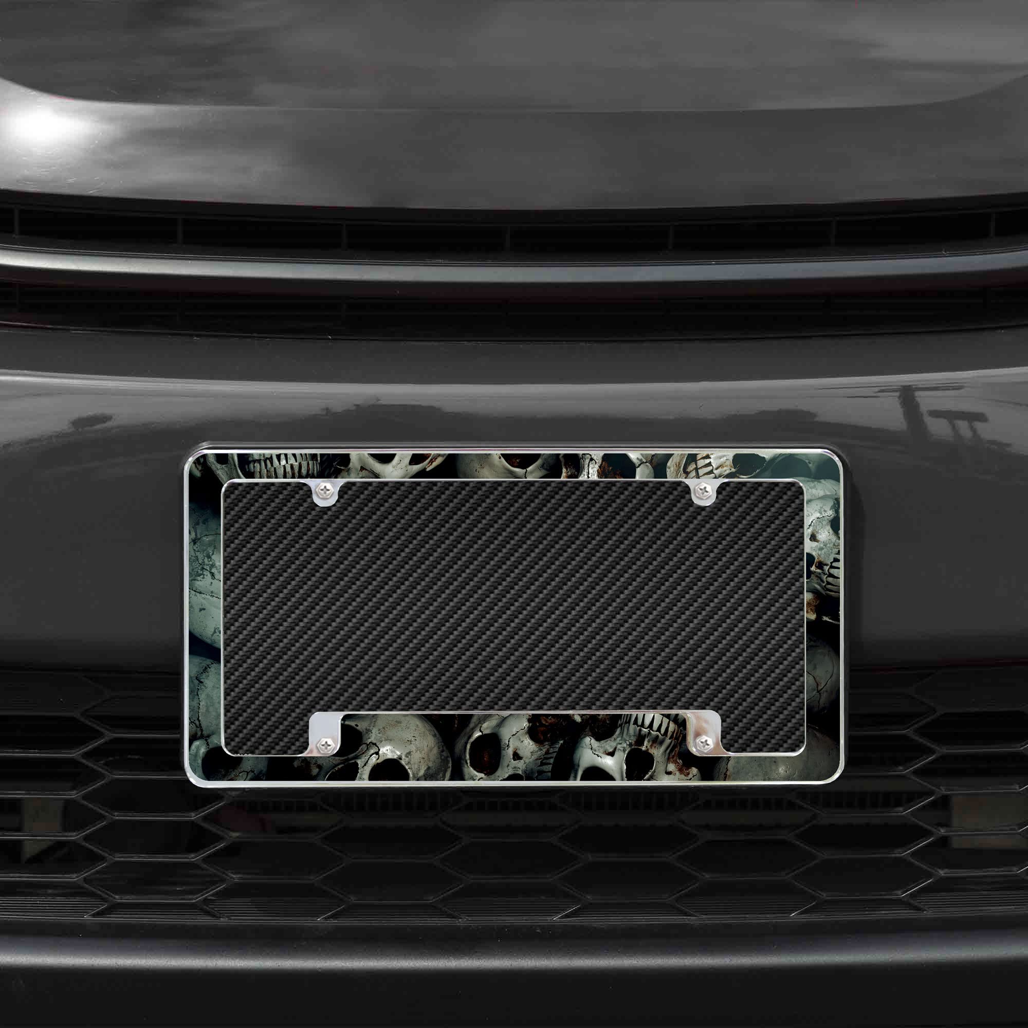 Rico Industries Skulls #4 All Over Automotive License Plate Frame for Car/Truck/SUV (12 x 6)