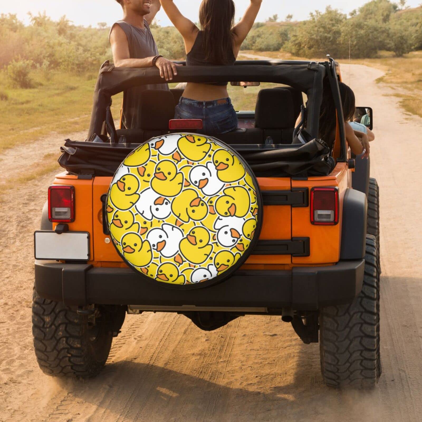 Dujiea Yellow Cartoon Duck Spare Tire Cover, Universal Wheel Tire Cover Dust-Proof Tire Protectors for Trailer Rv Van SUV Truck