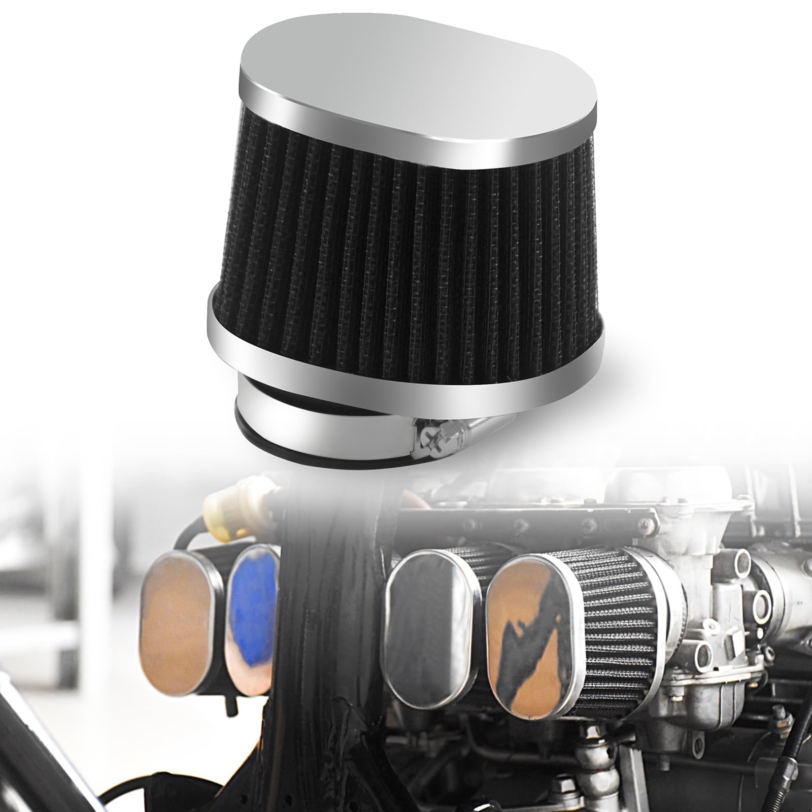 DKMOTORK 52mm 53mm 54mm Motorcycle Pod Air Filter For Honda CB750 900 1000 1100 VT750C Yamaha XS650 850 1100 XJR1200 Kawasaki Ni