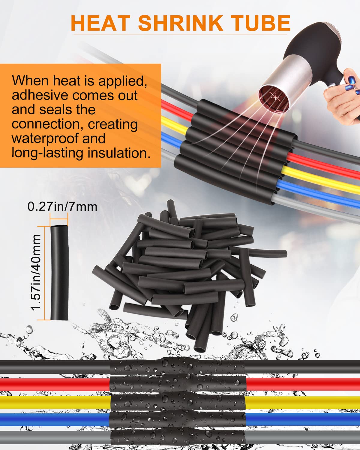 Naoevo 5 Pin Connector Waterproof,16 Awg 5 Wire Connectors, Automotive Electrical Connectors Male And Female Way With Heat Shrin