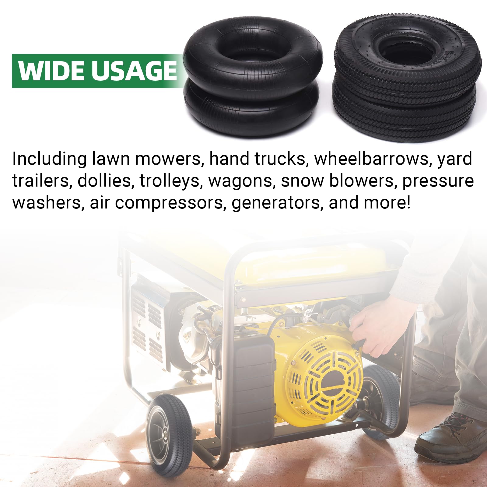 (2 Pack) Ar-Pro 10'' Heavy-Duty Replacement All-Purpose Utility Tire And Tube - 4.10/3.50-4'' Pneumatic Tires With 10'' Inner Tu