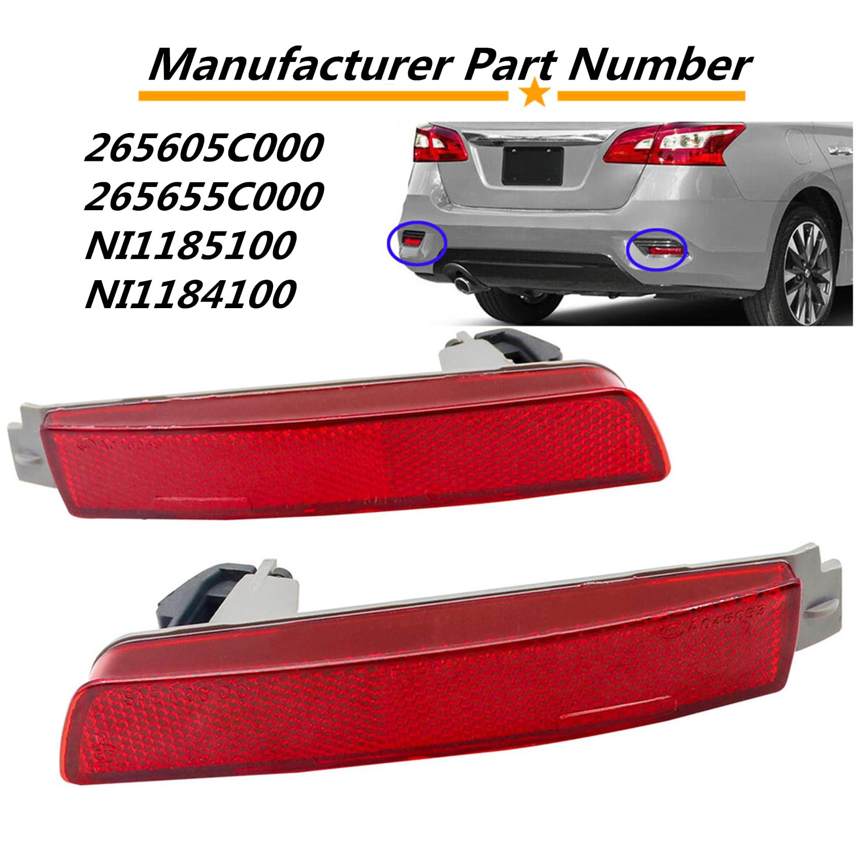Priprilod 2Pc Rear Left And Right Bumper Reflector Set Compatible With Nissan Sentra Quest Murano Fx35 Fx50 2013 2014 2015 2016