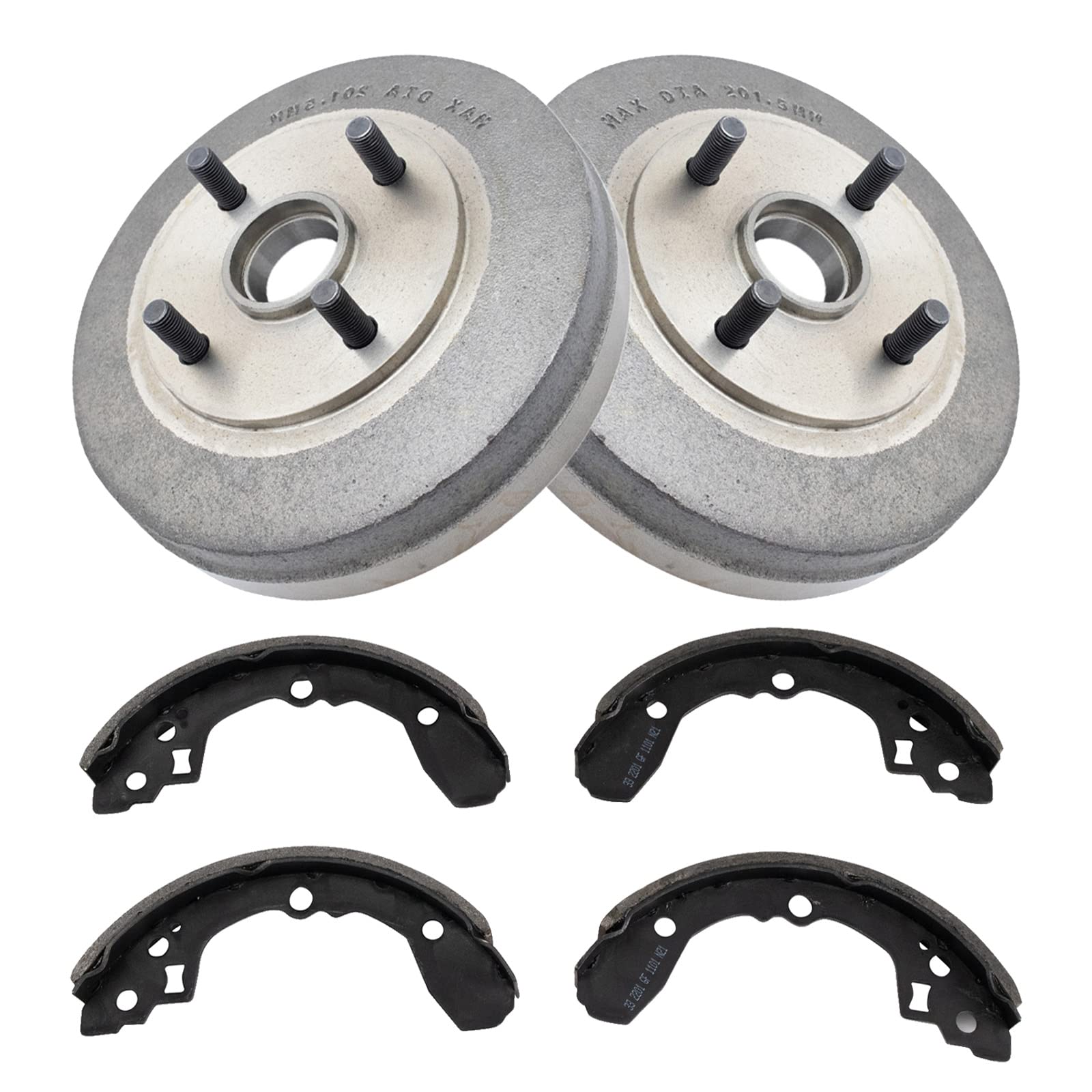 TRQ Rear Brake Shoe & Drum Kit Compatible with 2004-2005 Kia Rio