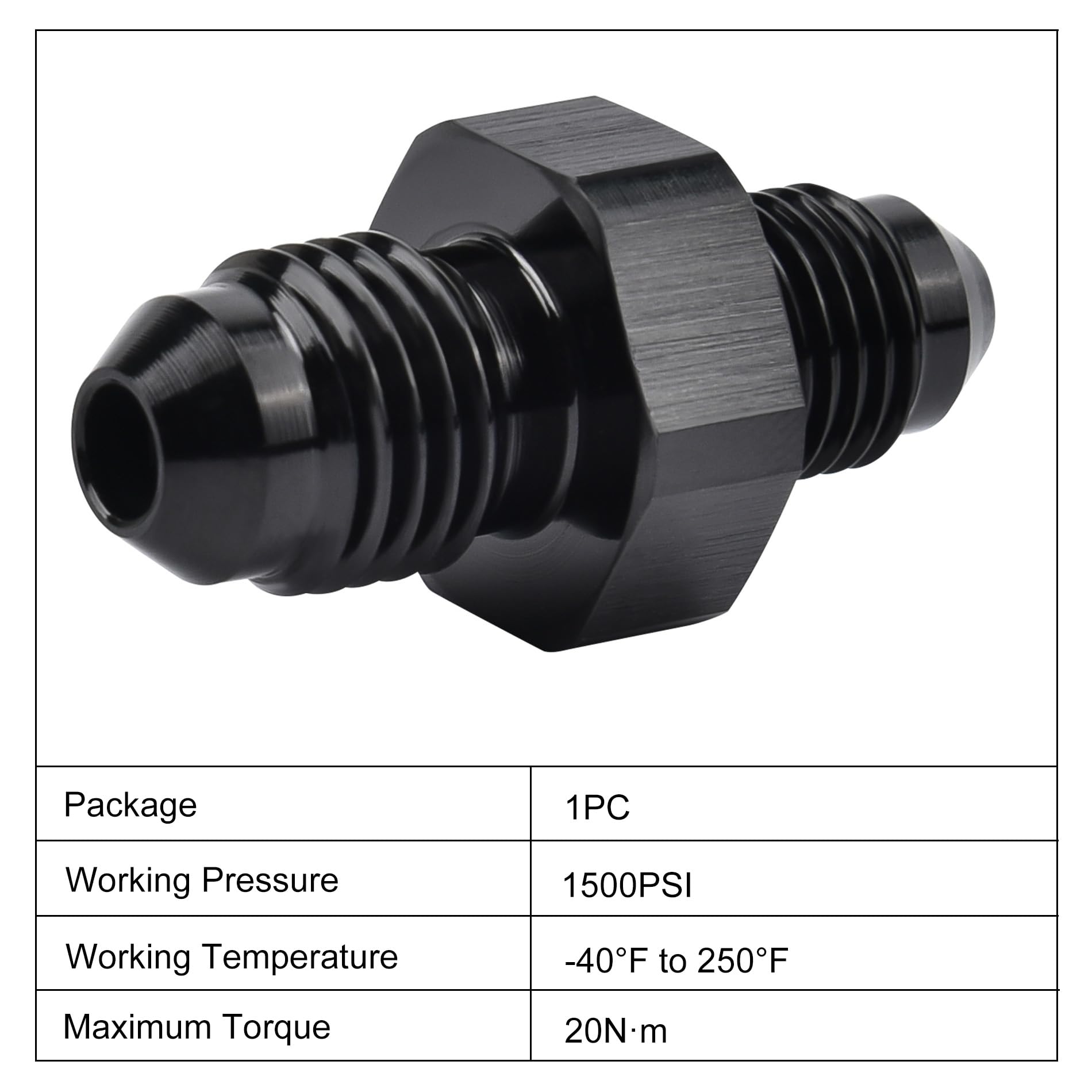 EVIL ENERGY 4AN Male to AN3 Male Flare Reducer Coupler Union Straight Adapter Fitting Black