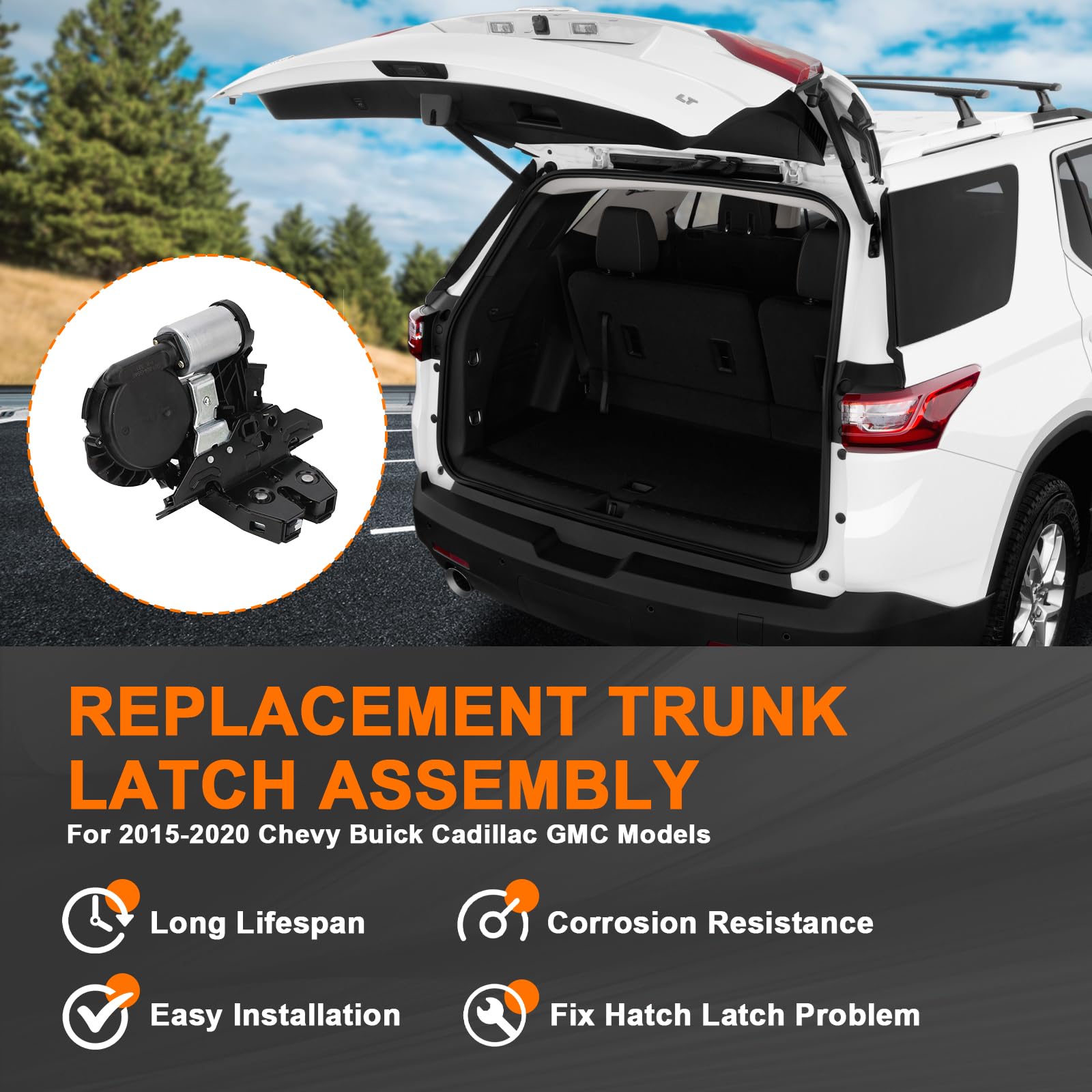 Trunk Latch Assembly For Chevy Suburban Tahoe Equinox Traverse Gmc Yukon Acadia Terrain Cadillac Escalade Xt5 Buick Regal Enclave Rear Back Hatch Latch Tailgate Lock Actuator Replace 13527320 13519125