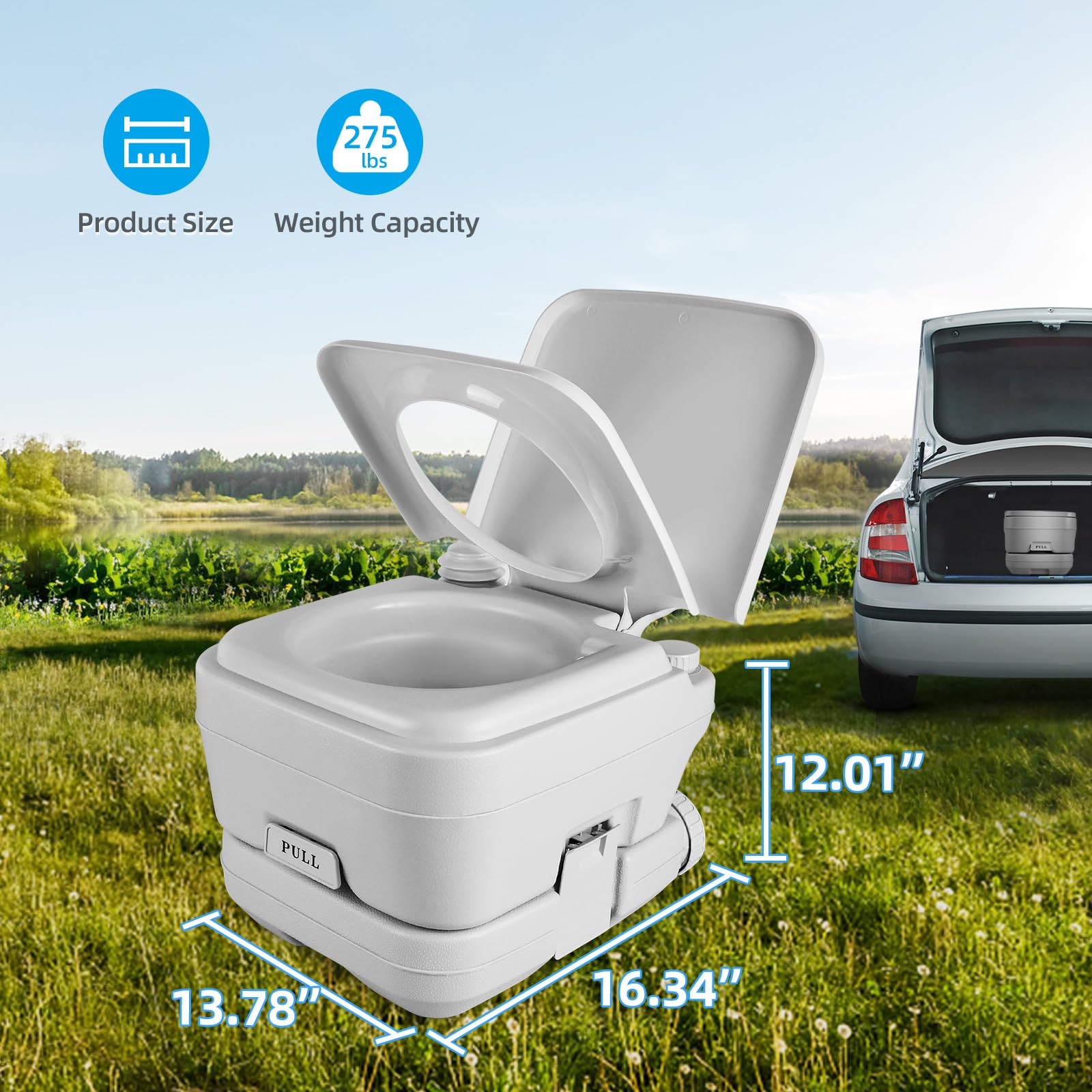 Yitahome 2.6 Gallon Portable Toilet For Camping, Rv Travel Porta Potty With Press Flush Pump, Anti-Leak Seal Ring For Truck Trav