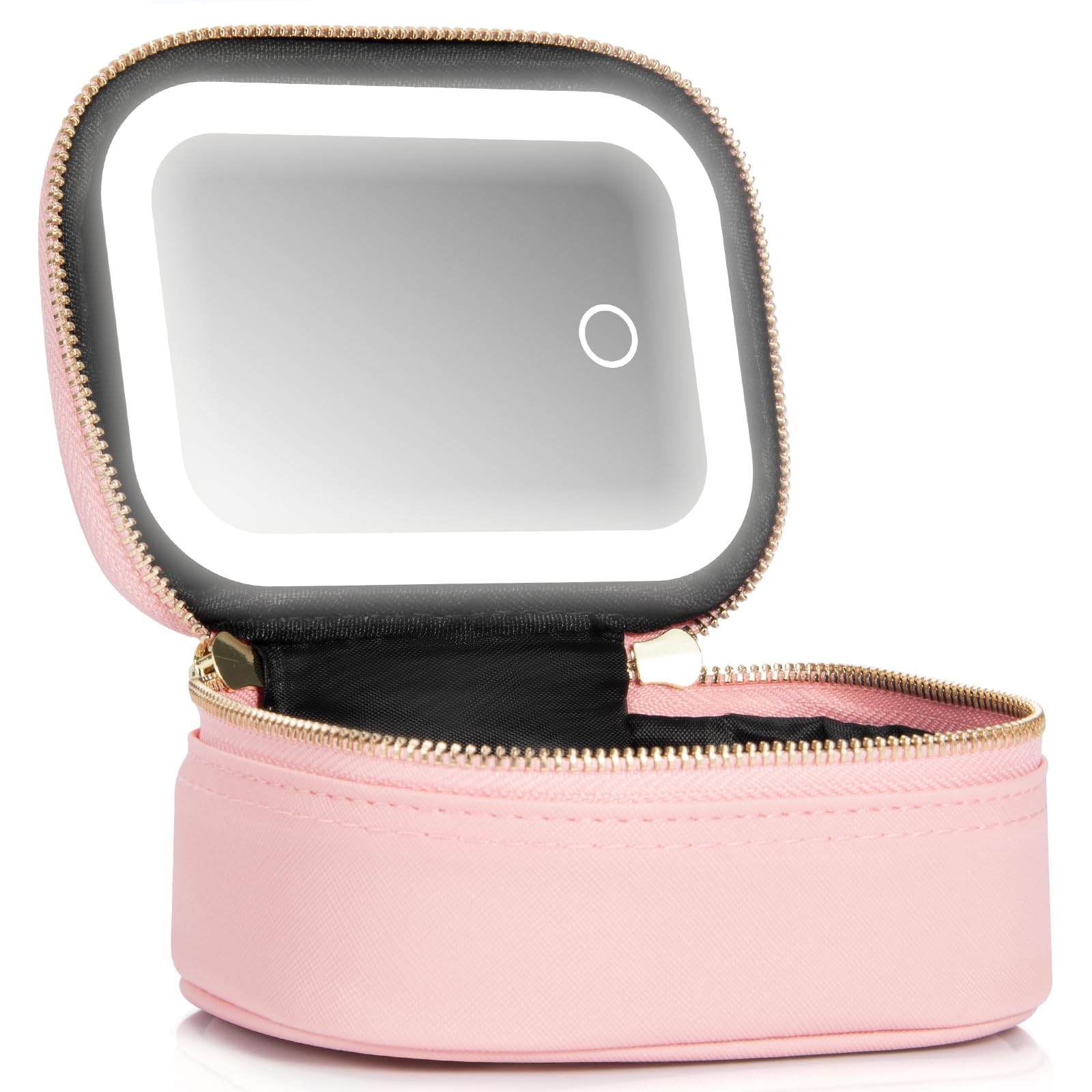 Extrei Gent Small Makeup Bag Travel Train Case with Mirror and Light Mini Travel Make up for Women Train Case Cosmetic Organizer 3 Adjustable Brightness Toiletry Bag Portable Artist Storage-New