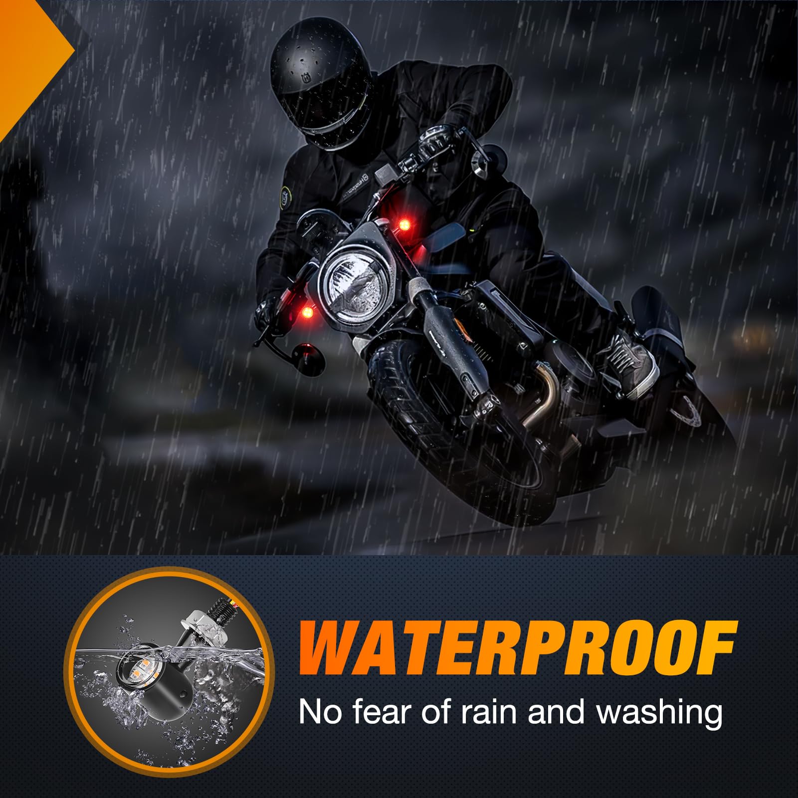 Nilight Motorcycle Rear Led Turn Signals Brake Tail Light Red Yellow Beam Mini Size Blinkers Compatible With Harley Honda Kawasa