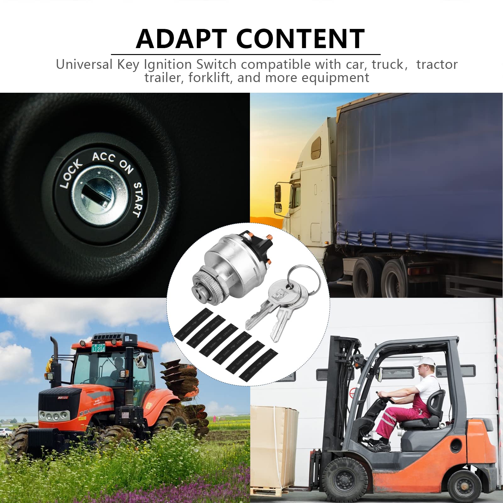 Ignition Switch With Key, 4 Position Universal Key Ignition Switch 12V For Car, Truck, Tractor, Trailer, Forklift, And More, Acc