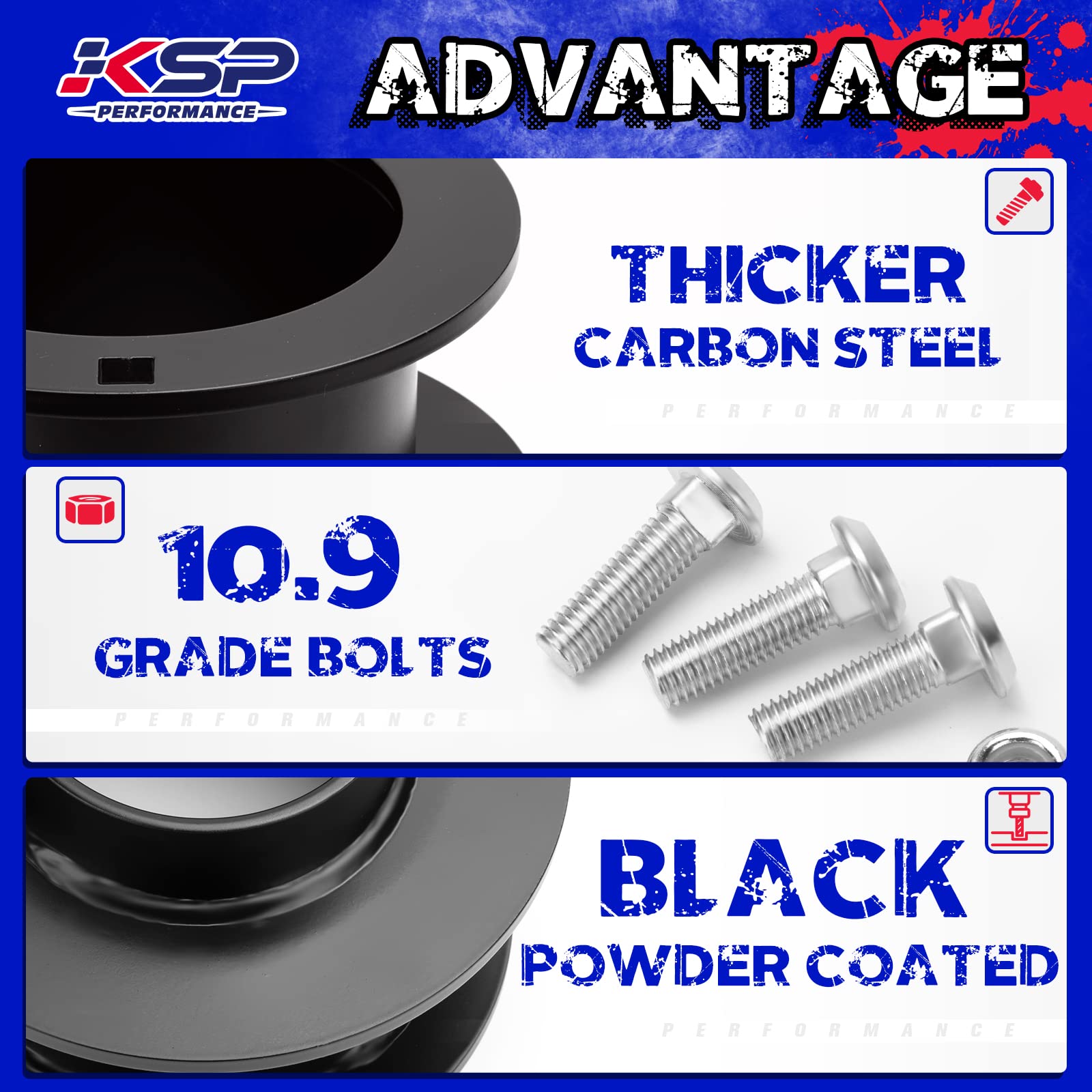 KSP Front Lift Kits for Dodge Ram 1500 2500 3500 1994-2001, 3inch Leveling Lift Spacers fit 2002-2012 Ram 2500 3500, 2pcs Steel