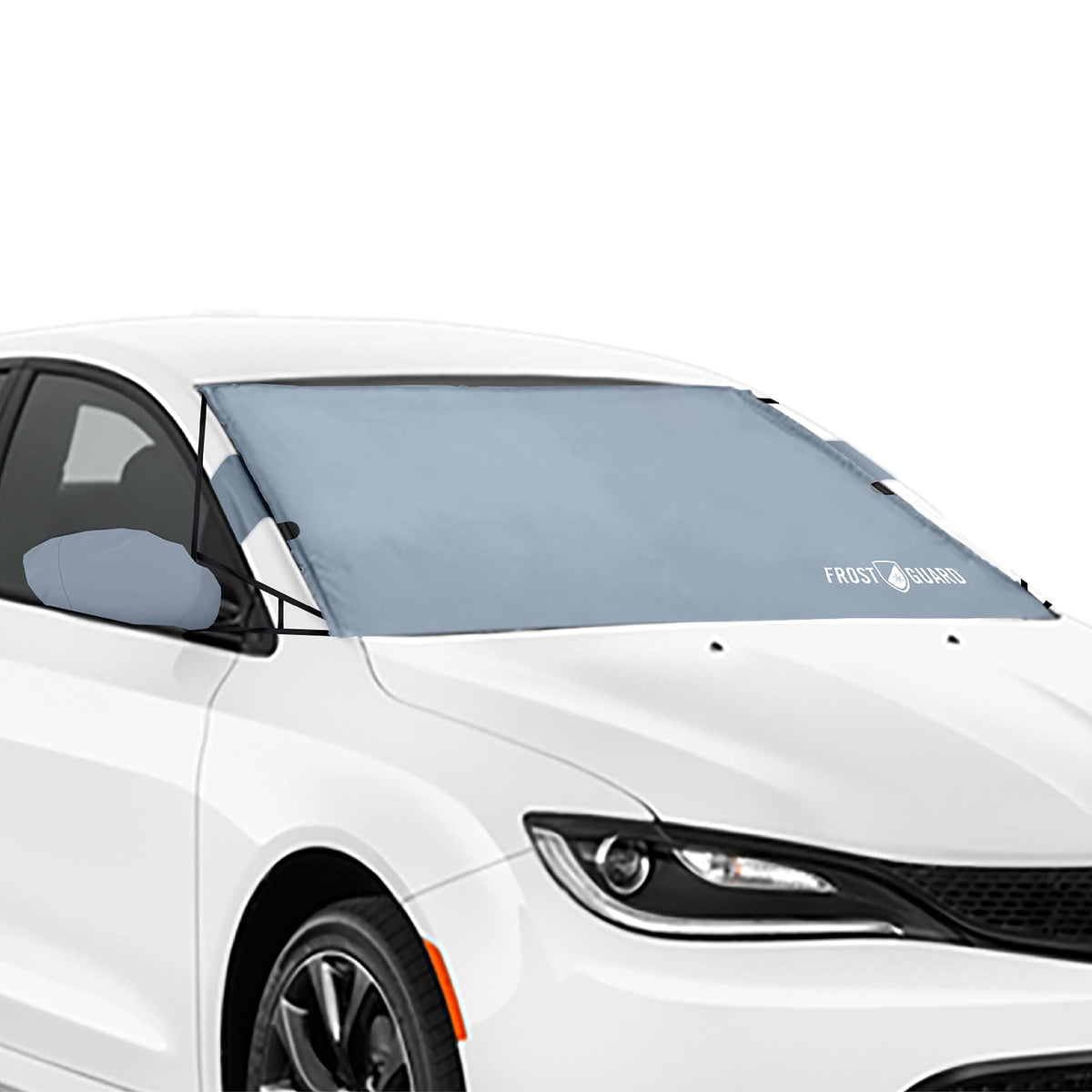 FrostGuard Vortex | Full-Coverage Car Windshield Cover for Ice and Snow, Standard Size (Grey) - Wiper Blade + Side Mirror Covera