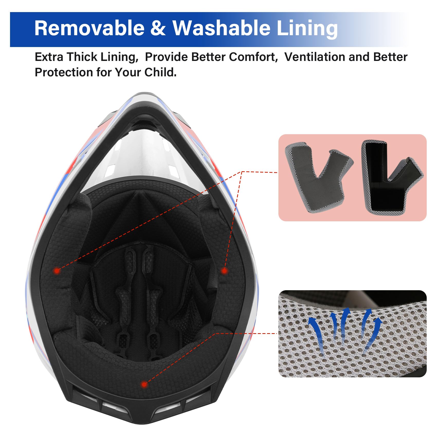 Tcmt Dot Youth Atv Motorcycle Full-Face Helmet With Adjustable Chin Strap For Kids, Boys And Girls - Dirt Bike Bmx Cycling W/Gog