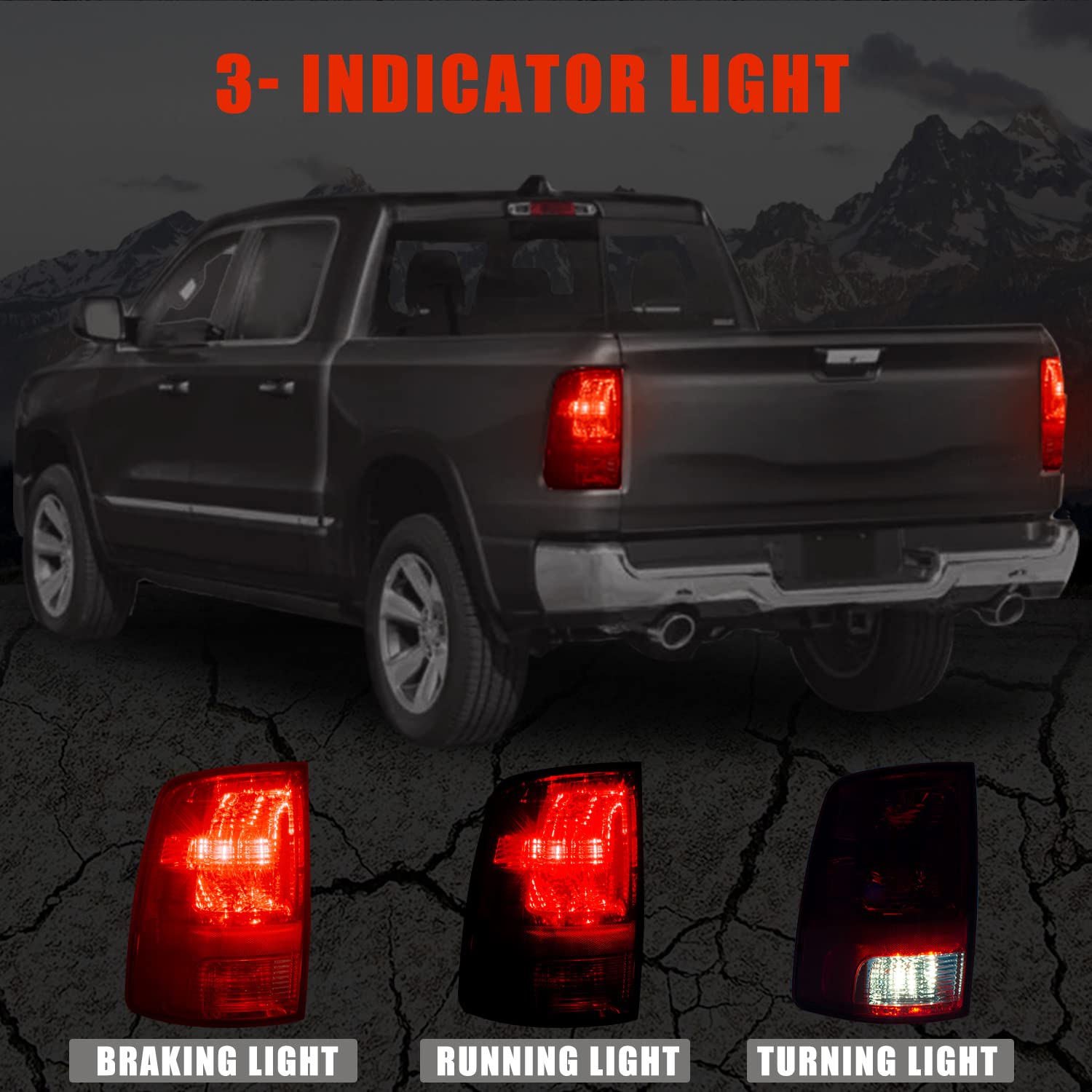 Ransoto Driver Side Tail Light Compatible With 2009-2018 Dodge Ram 1500 2500 3500 Left Rear Taillight Brake Lamp With Bulb Repla