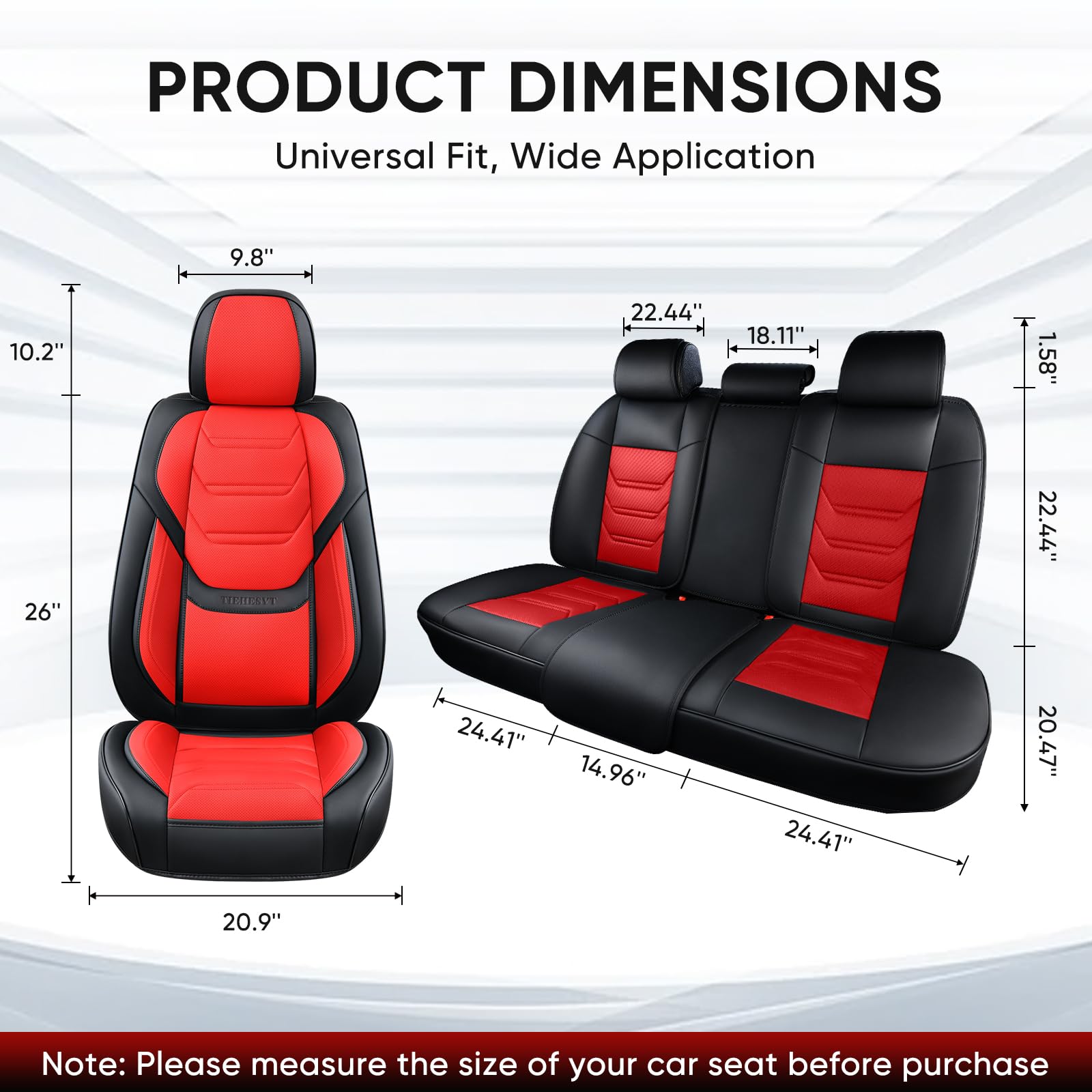 Car Seat Covers Full Set, Breathable Leather Automotive Front And Rear Seat Covers & Headrest For Reduce The Driving Fatigue, Co