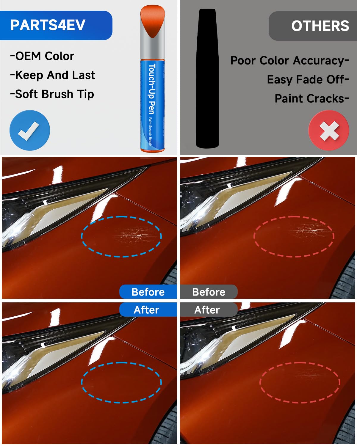 Touch Up Paint Compatible with Toyota Exact Match Touch Up Paint Car Scratch Repair (Inferno(4X0))