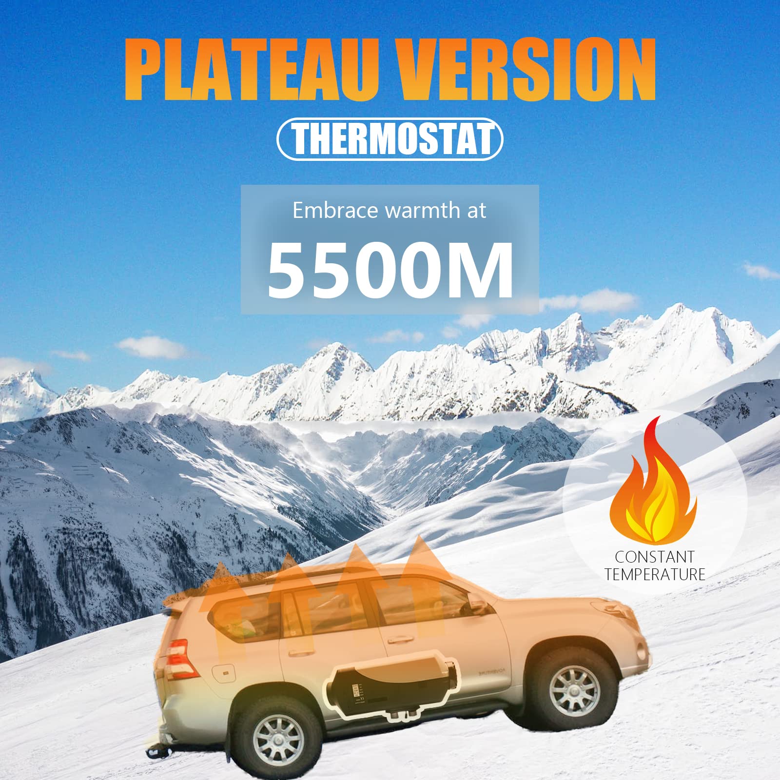 WAYSKA Diesel Heater 12V, 5L Tank, Diesel Heater 2KW, Muffler, Diesel Parking Heater with LCD Thermostat Monitor & Remote Contro