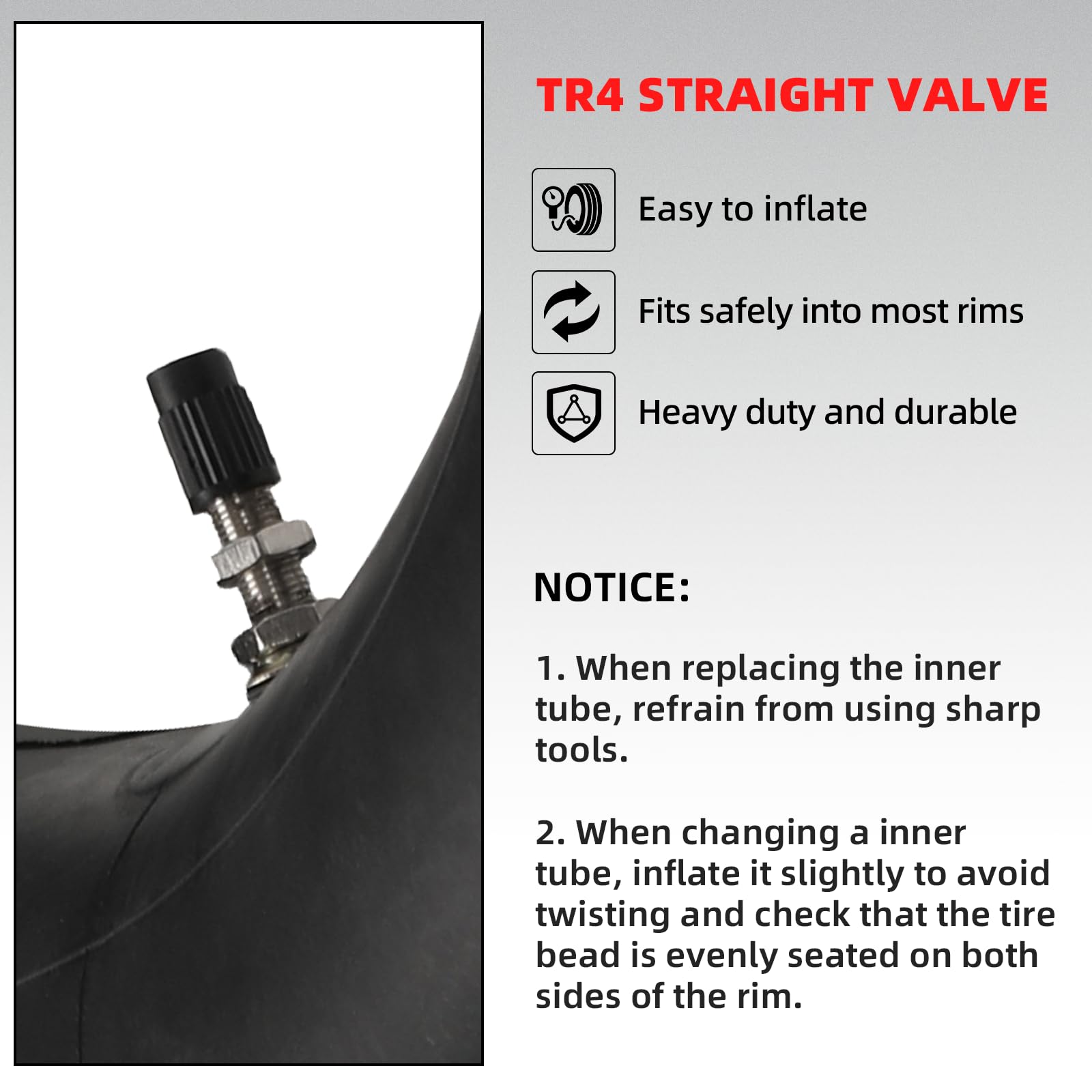 Ar-Pro (2-Pack) 4.10/4.50-18'' Heavy Duty Dirt Bike Inner Tube With Tr4 Straight Valve For 110/100-18,110/90-18,110/80-18,120/90