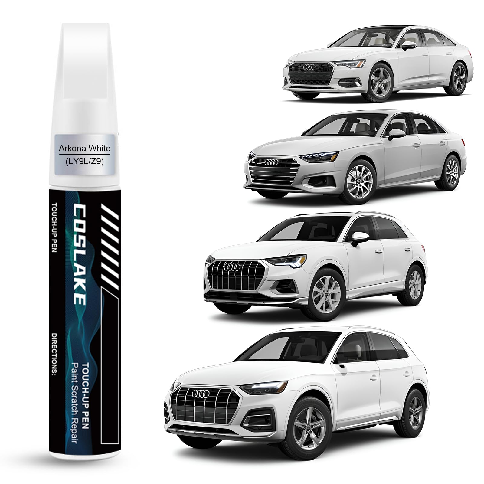 Coslake Car Touch Up Paint(Arkona White(Ly9L/Z9)) For Audi, Car Paint Scratch Repair Kit, Quick & Easy Solution To Repair, 2 In