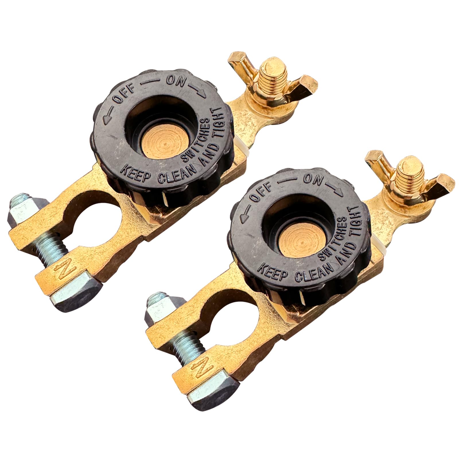 Top Post Battery Disconnect Switch, Ampper Battery Master Switch Isolator W/ M8 Wing Nut For Power Disconnect Cut Off (2 Pack)