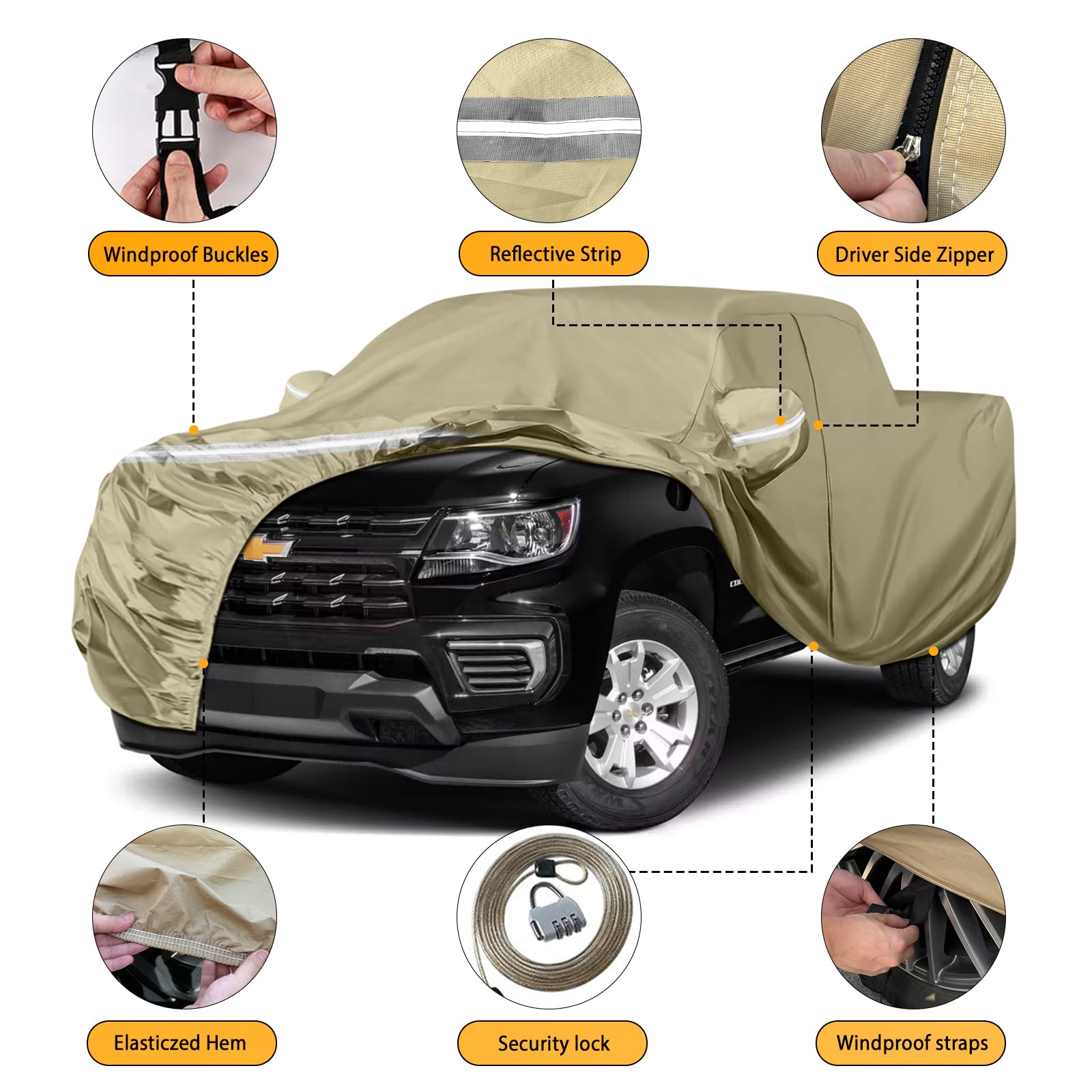 Waterproof Truck Covers Replace for 2005-2025 Toyota Tacoma Double Cab 5ft, Multilayer Heavy Duty with Cotton Liner All Weather