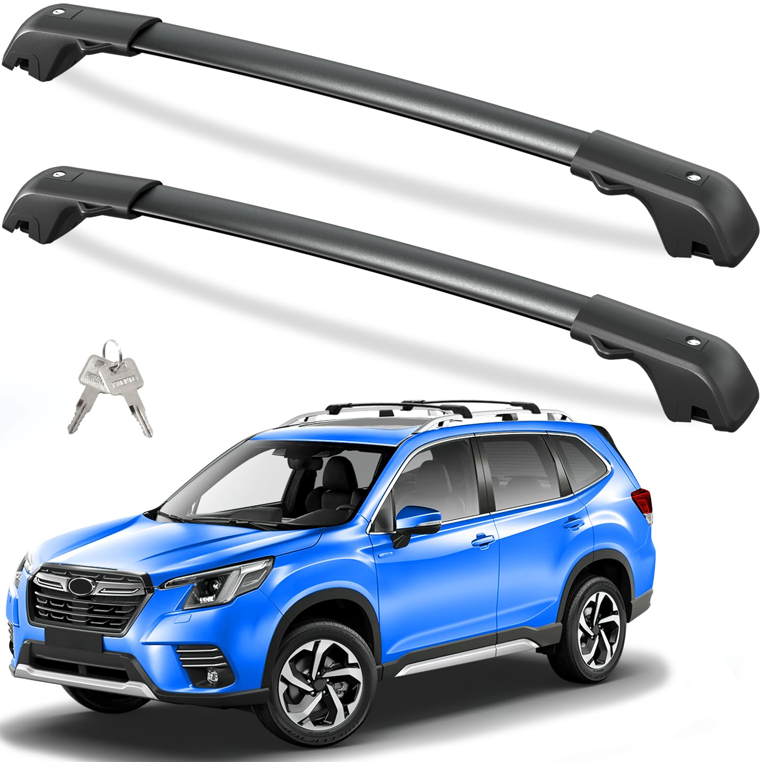 Tuyoung Lockable 220lbs Roof Rack Cross Bars Compatible with Subaru Forester 2014-2025 with Raised Side Rails (Not for Wildernes