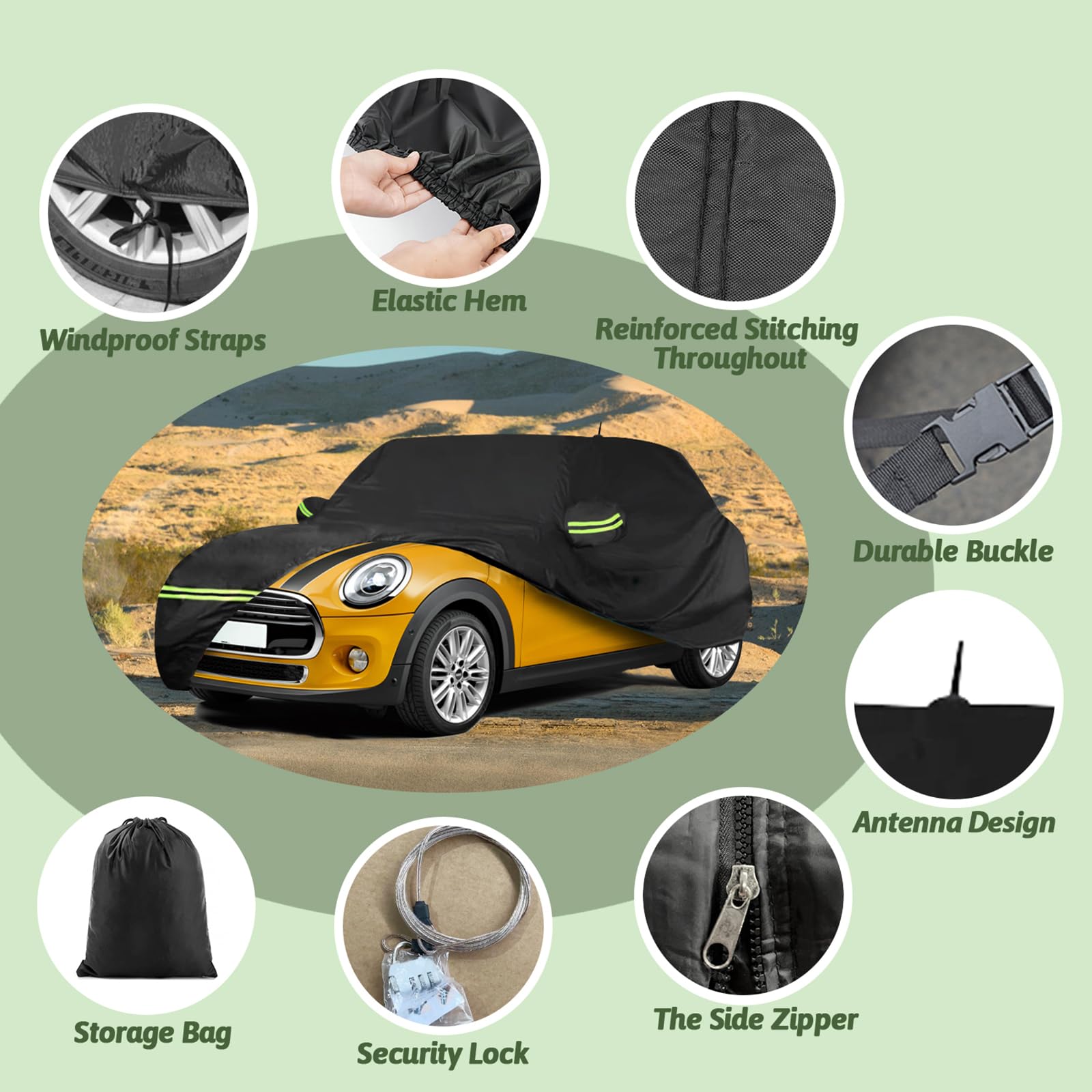 Car Cover For 2014-2025 Mini Cooper/Cooper S/Hardtop/Clubman/Countryman 4 Door, Waterproof All-Weather Protection Full Cooper Ca