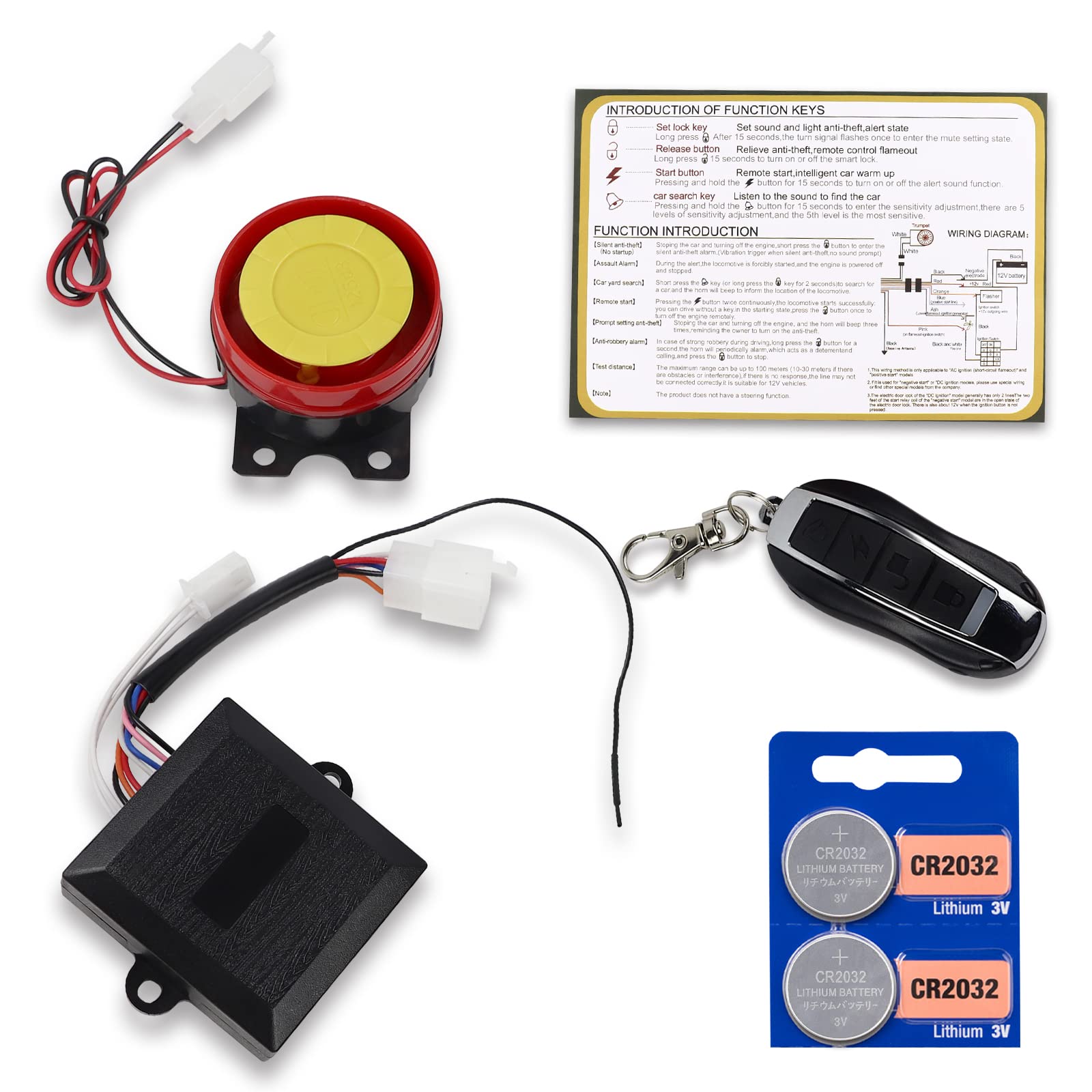 Flypig Universal Remote Control Alarm Start Kill Switch For 50Cc 70Cc 90Cc 110Cc 125Cc 135Cc 150Cc 200Cc 250Cc Atv Quad Scooter Go Cart Dirt Bike Taotao Sunl Kazuma Baja Roketa Buggy Remote Starter