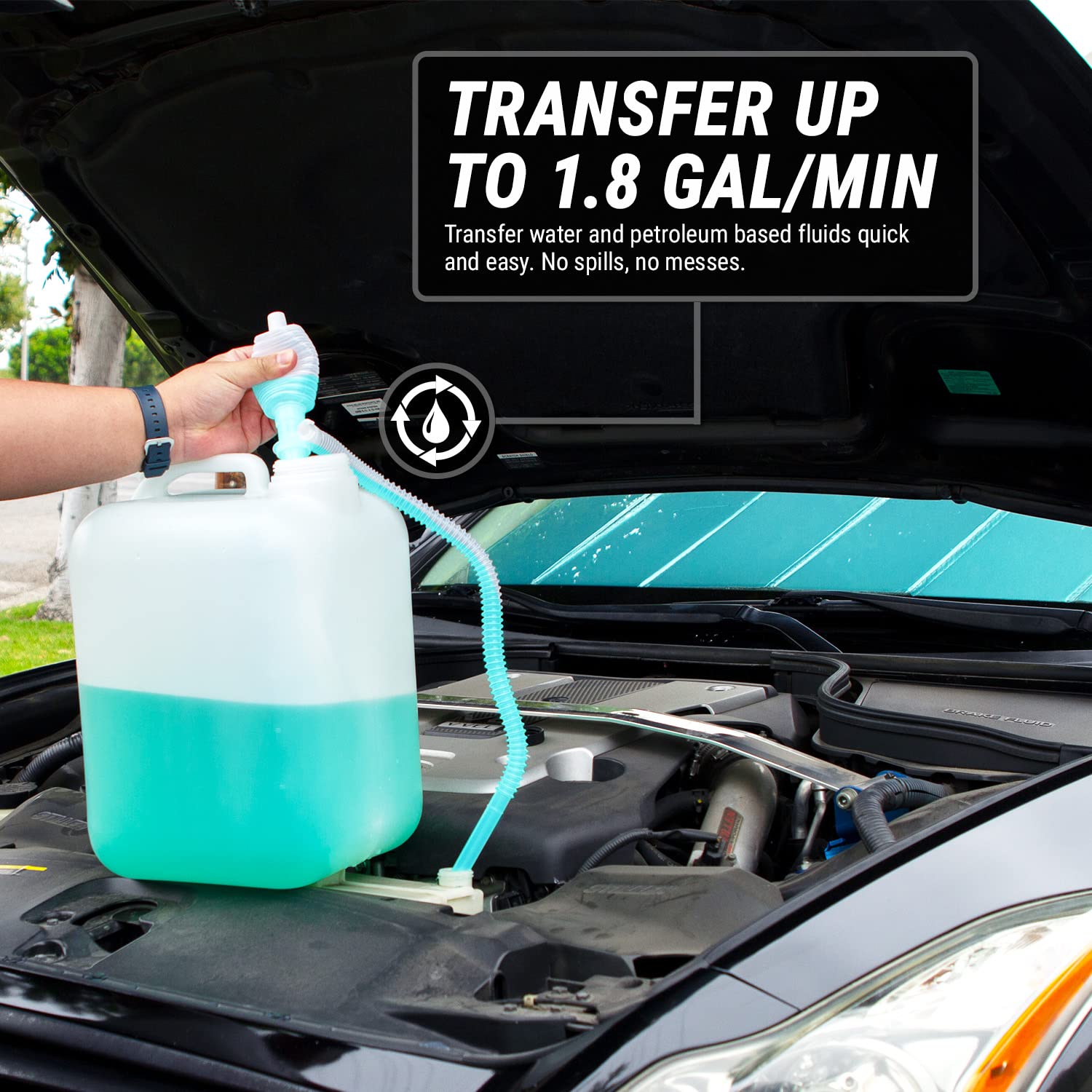 TERA PUMP Versatile Flexible Siphon Pump | Manual BPA-Free Water, Beer, Wine, Gas Hand Fuel Pump for Kerosene, Oil and more