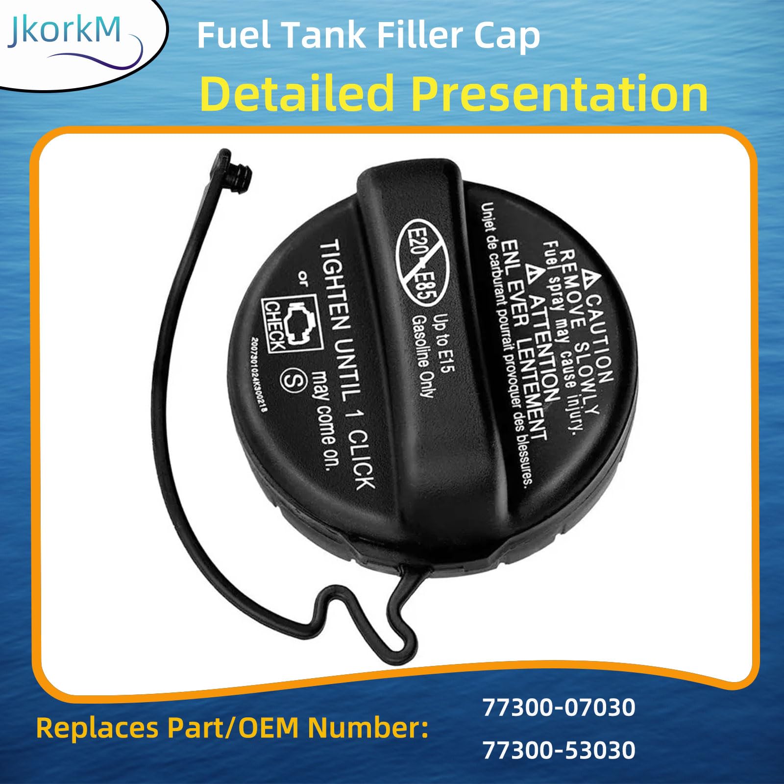 Jkorkm Fuel Tank Filler Cap,Gas Cap Replace 77300-07030 Compatible With Toyota 2015 Venza 2015-2016 Highlander Sienna 2015-2017