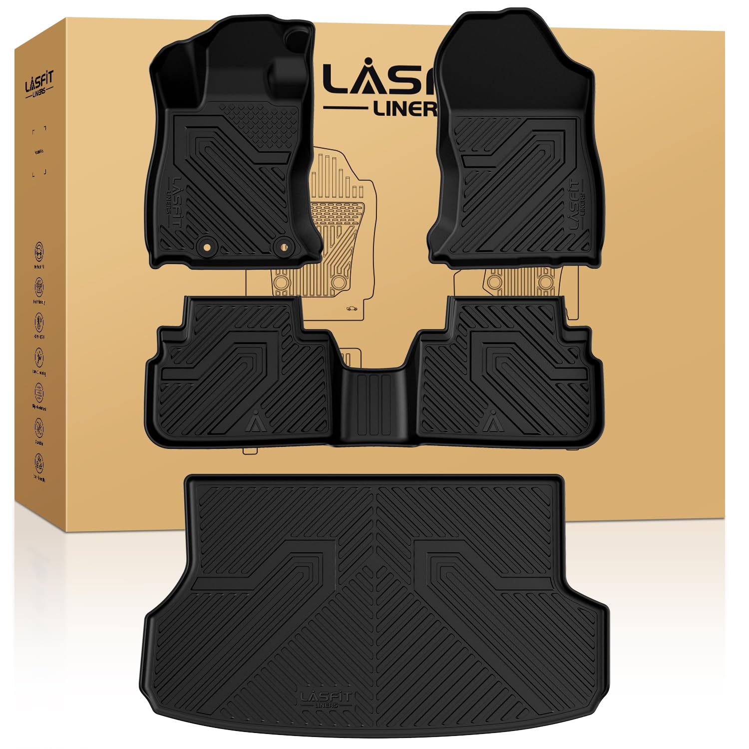 LASFIT Floor Mats & Cargo Mat Fits for Subaru Forester 2019-2024, All Weather TPE Custom Fit Easy Clean Durable Floor Liners for