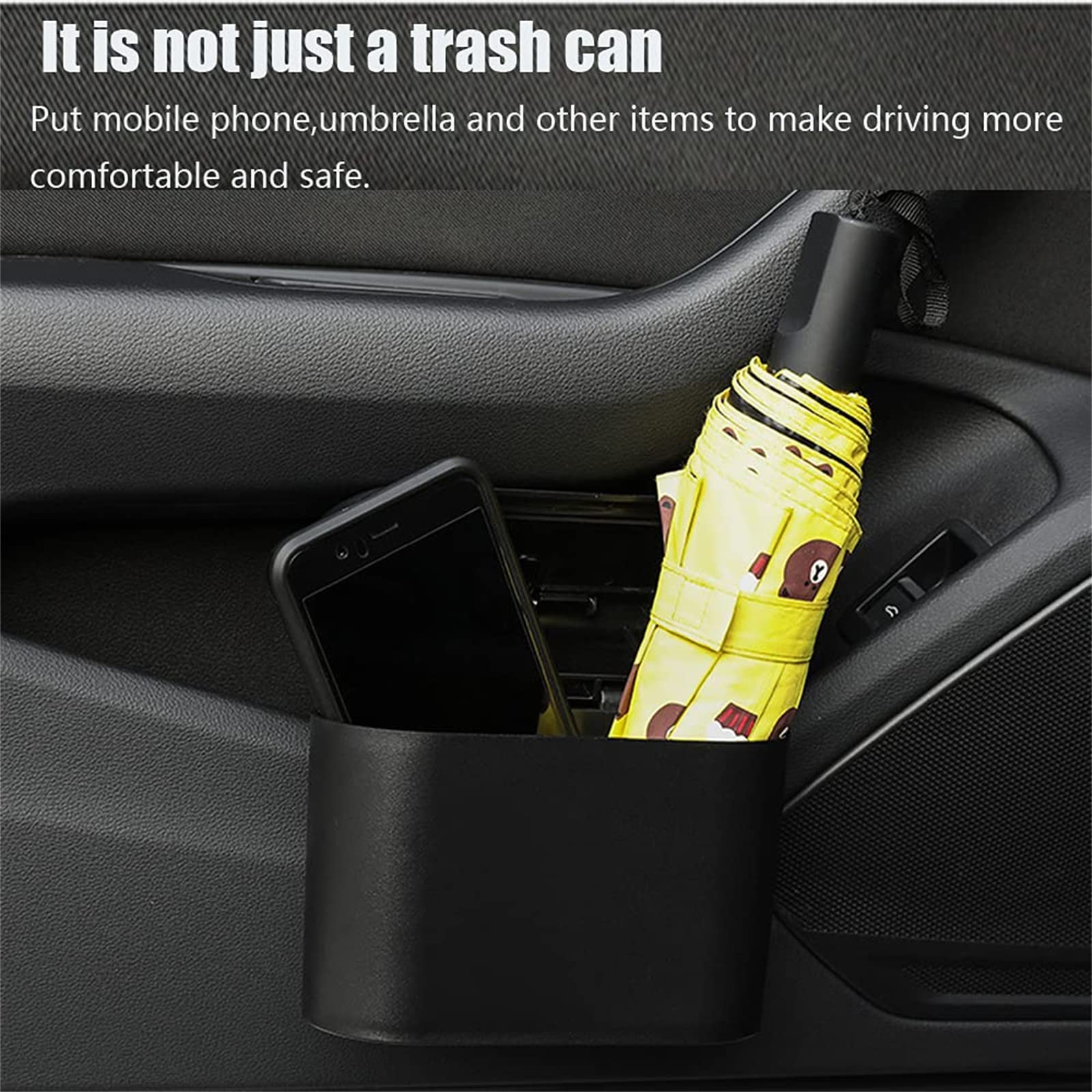 Tulsondai Car Trash Can With Lid, Mini Universal Vehicle Mini Leakproof Garbage Can Bin With 30Pcs Trash Bags,Waterproof Car Bin