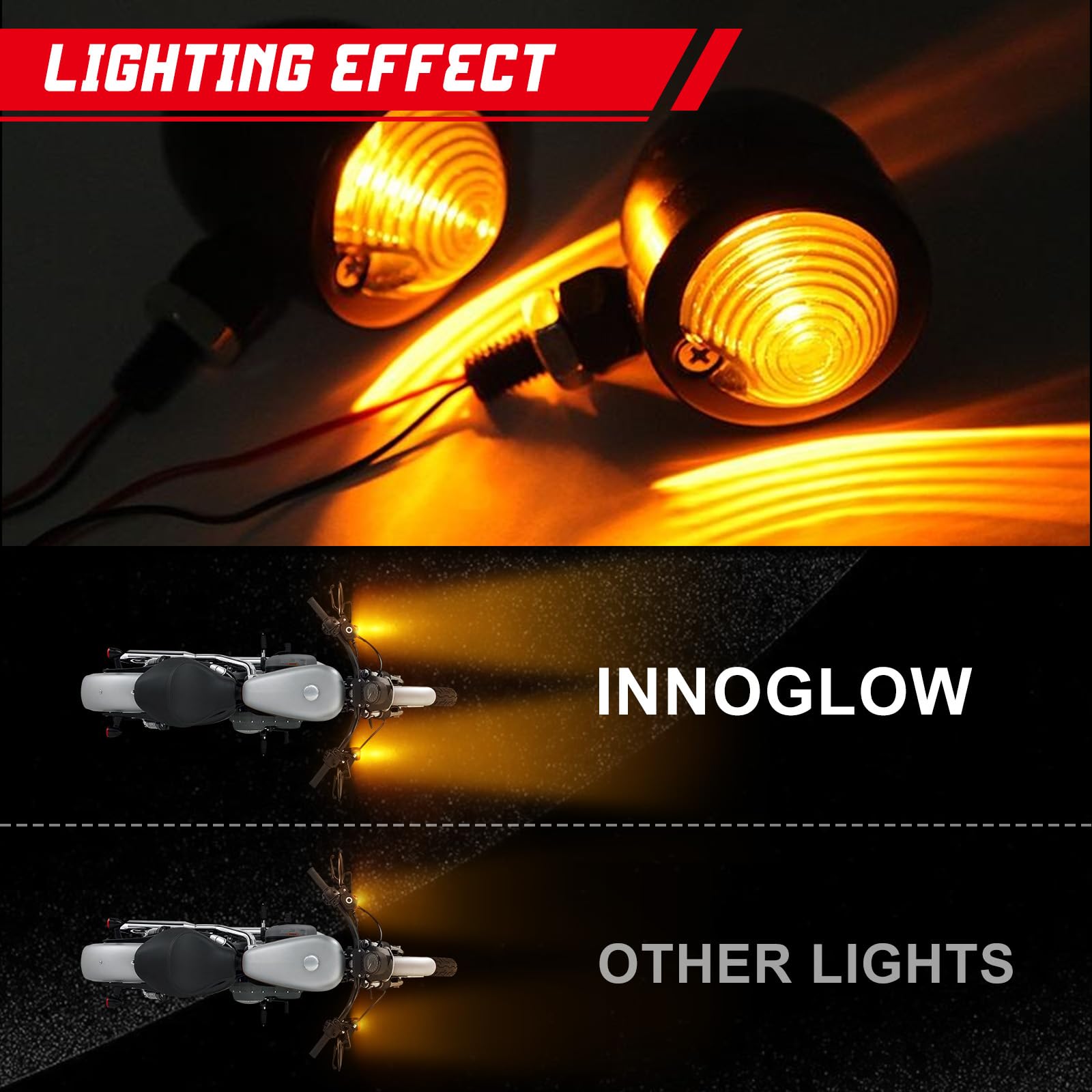 Innoglow Motorcycle Turn Signal Lights Bulb Amber Universal Incandescent Lens Indicators Blinkers Lights For Custom Suzuki Kawas
