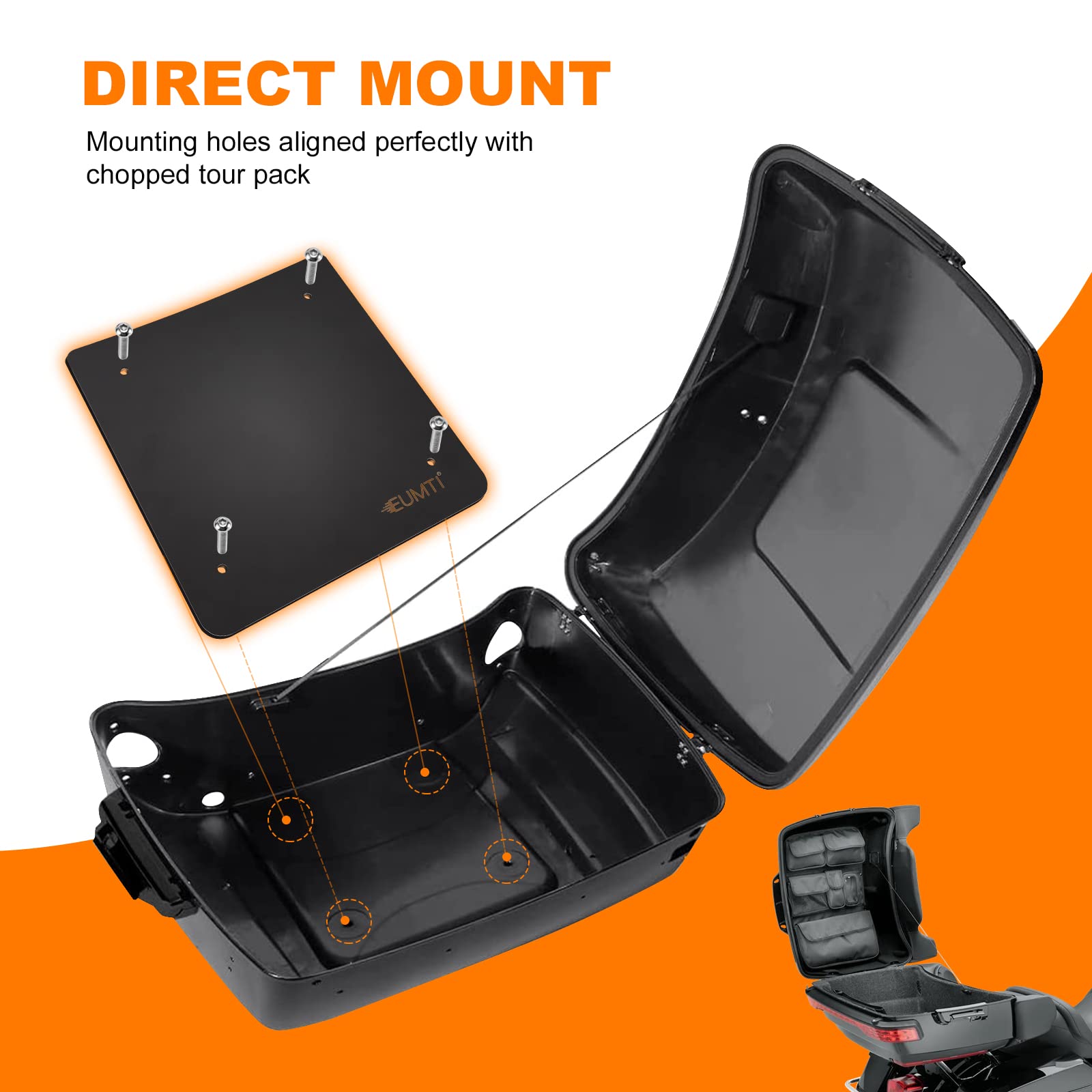 Eumti Tour Pack Metal Base Plate, 2MM Thick Laser Cut Trunk Inner Mounting Base Reinforcement Plate Compatible with Harley Touri