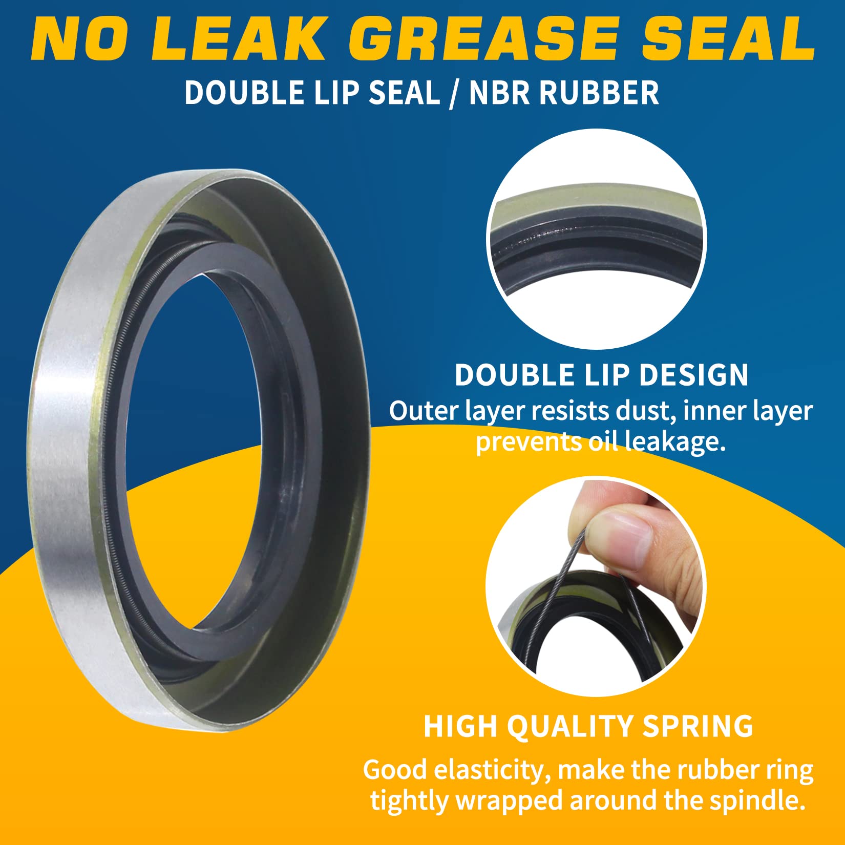 Grepspud 10Pcs Trailer Axle Hub Wheel Grease Seals 1.719''I.D X 2.565''O.D With 10Pcs Cotter Pins For Dexter 010-019-00 (10-19)