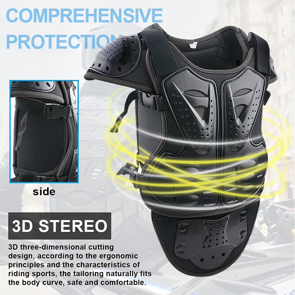 StarknightMT Upgraded Motorcycle Kids Armor Suit Dirt Bike Gear Elbow Knee Pads Chest Belly Protector Motocross Riding Guards Se