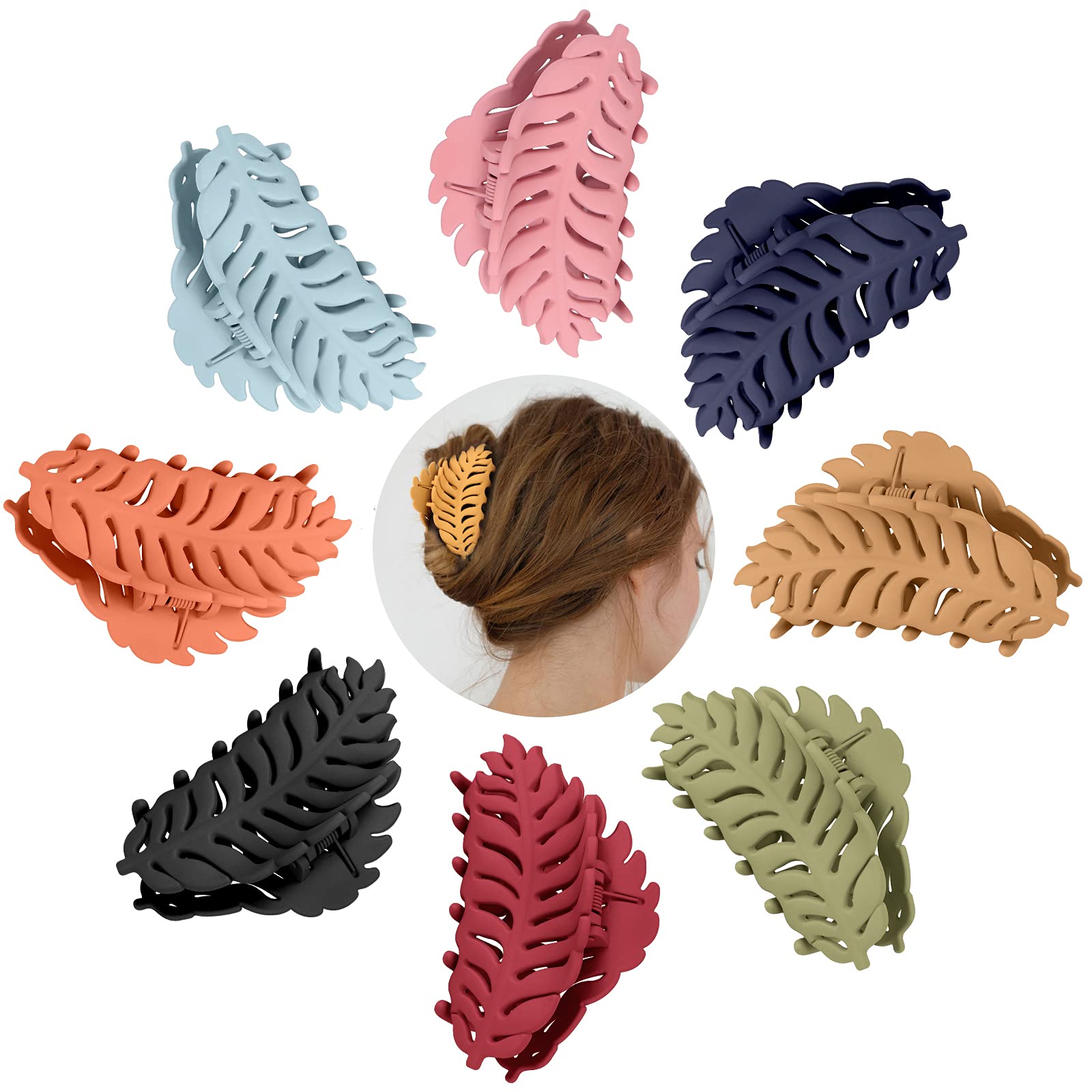 AMCAMI Hair Claw Clips for Women 3.7inch Non-slip Large Strong Hold Claw Clips for Thick Hair Trendy Jaw Hair Clips Banana Clips Hair Hair Clips for Women Hair Accessories for Women and Girls 8 pack-New