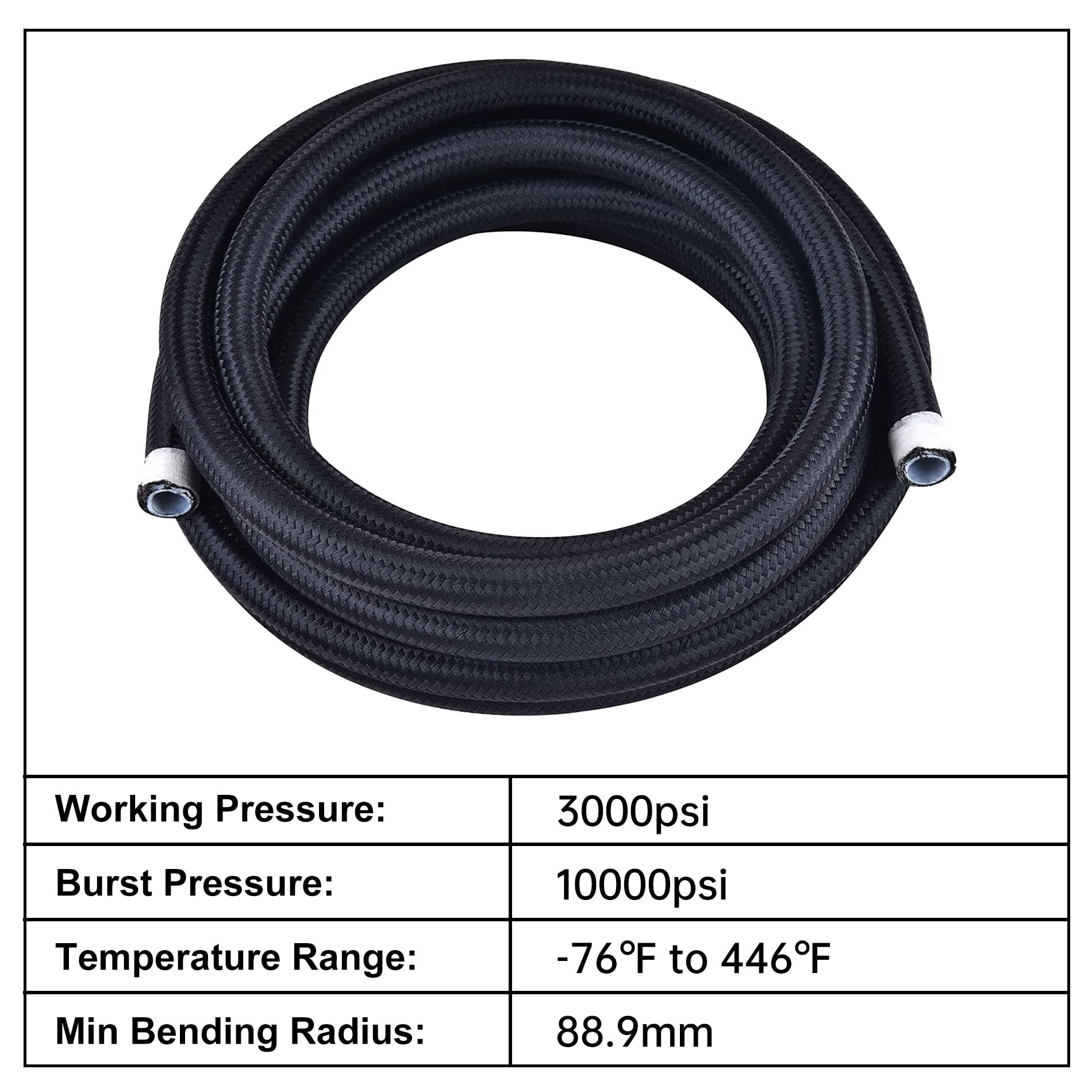 Evil Energy 6An Ptfe Fuel Line Kit,E85 Nylon Braided Fuel Hose 20Ft(5/16Inch Id)