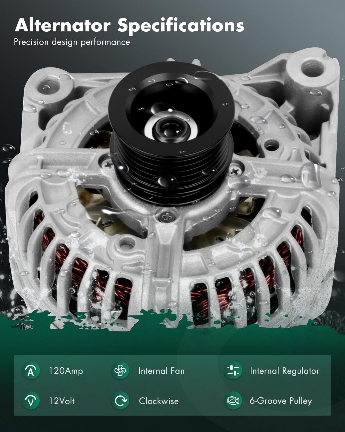 SCITOO Alternator Fit for BMW I6 Inline 6 2.2 2.5 3.0 3 & 5 Series, X5 & Z3 2001-2006 - 12V 120Amp CW 6-Groove Pulley, Replace O