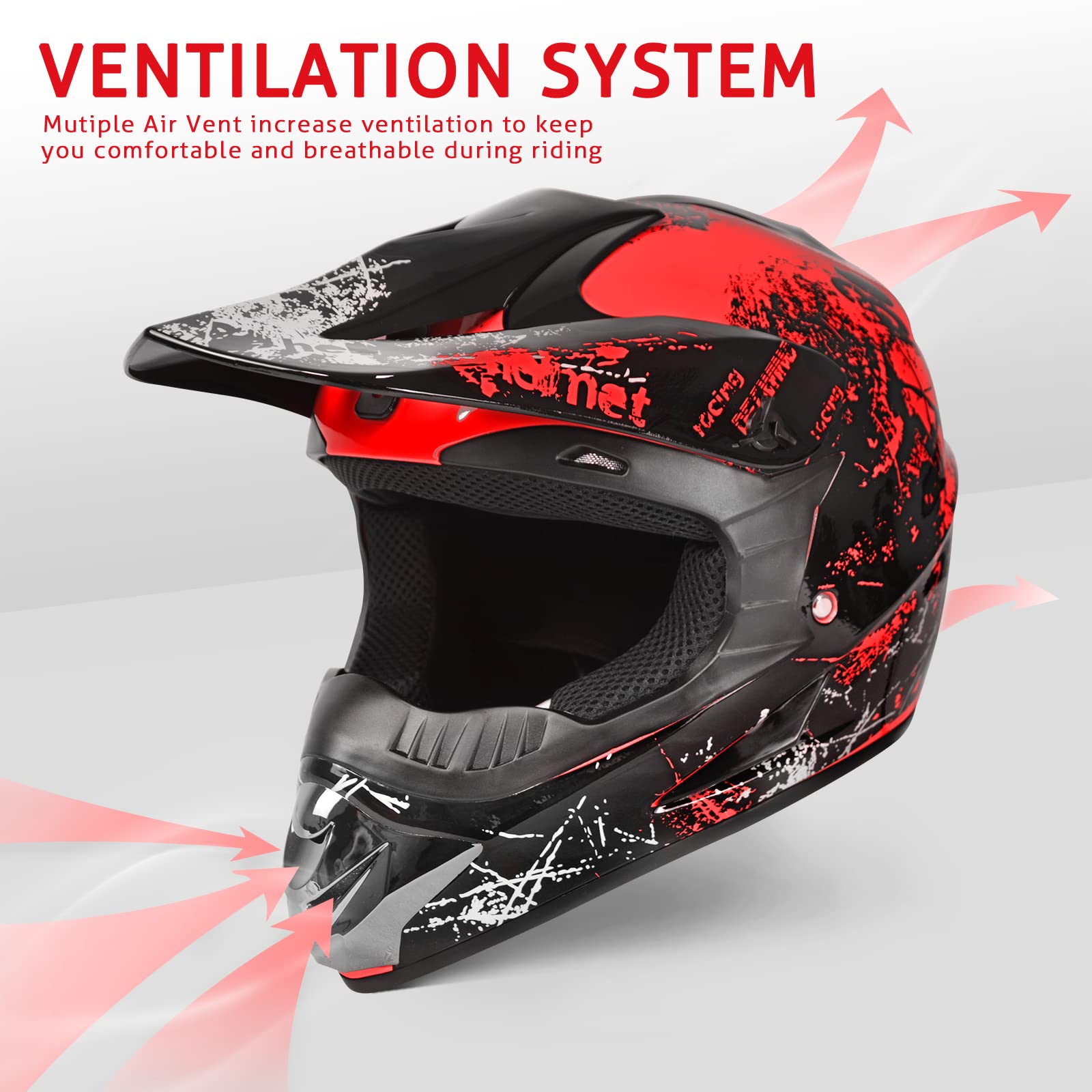 Sanqing Dirt Bike Helmets Youth Motocross, Motorcycle, Bmx, Atv, Off-Road, Four Wheeler, Adult Moutain Bike Helmets Dot Approved