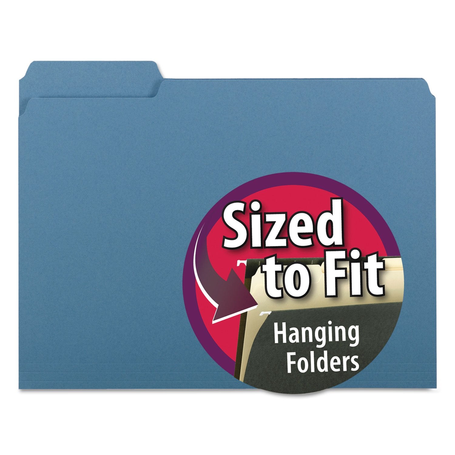 Smead 10239 Interior File Folders 1/3 Cut Top Tab Letter Blue 100/Box