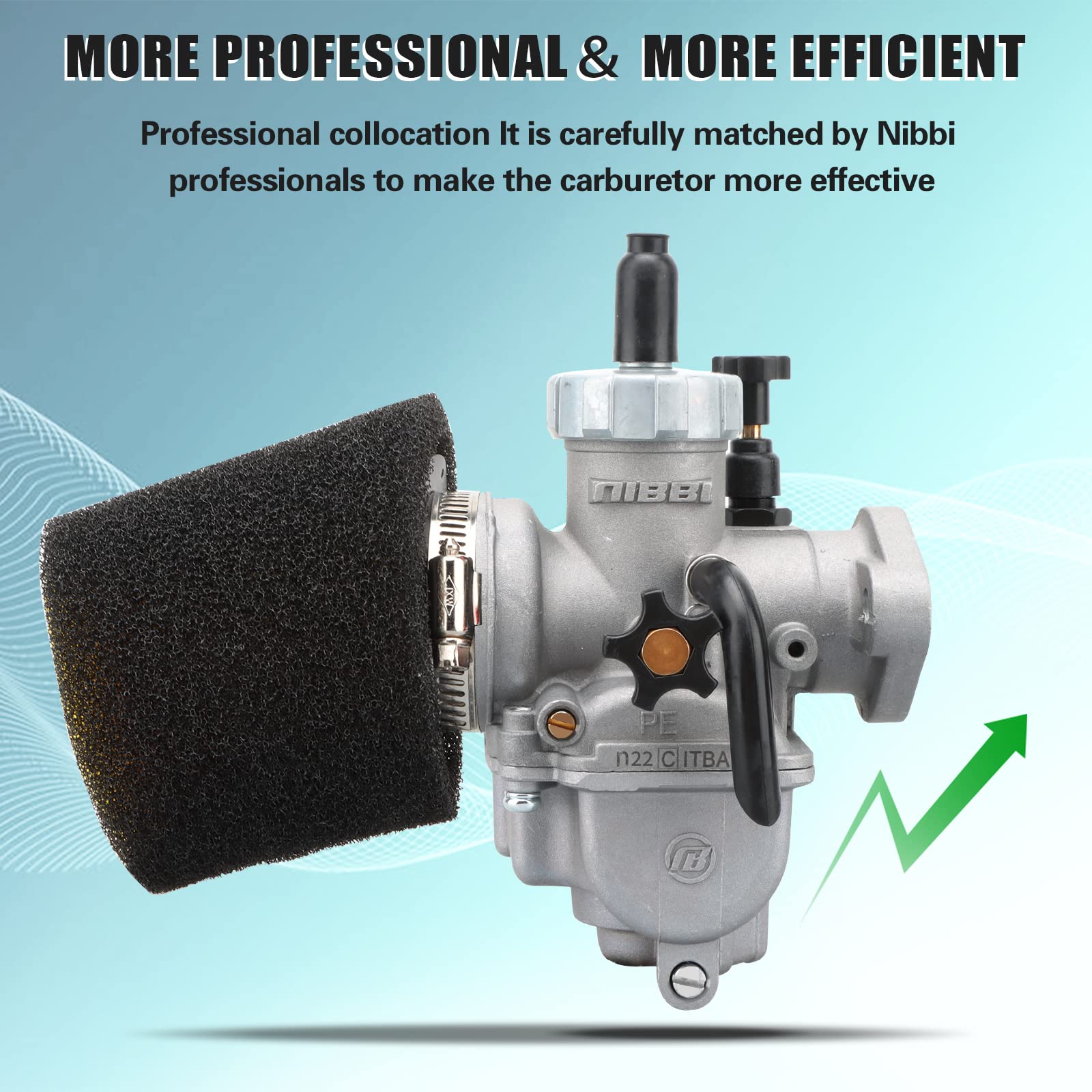 Nibbi Motorcycle Carburetor, Pe22Mm Flange Carb For 110Cc 125Cc 130Cc With Carb Jets, For Dirt Bike Pit Bike Atv Go Karts Moped