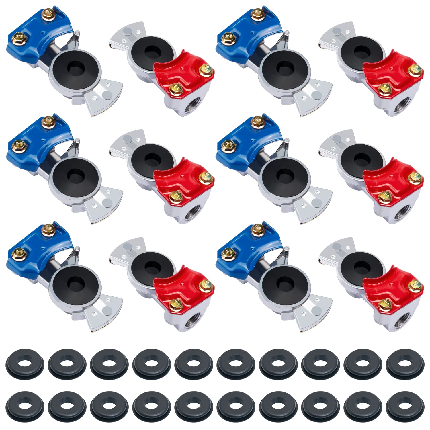 Cheemuii Glad Hands Set 20Pcs Glad Hand Seals Universal Gladhand Aluminum Emergency Air Hose Brake Coupling Service Handshake Se