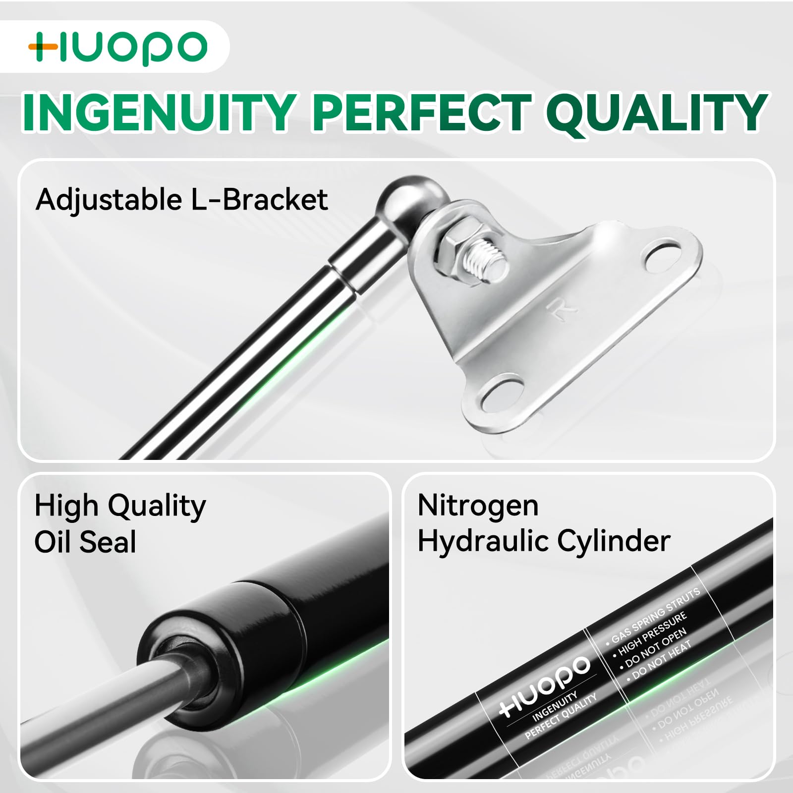 Huopo 28 Inch 250 Lb/1112 N Gas Strut Shock With L Type Mounts Lift Support For Rv Bed, Truck Bed Cover, Boat Heavy Lid, Basemen