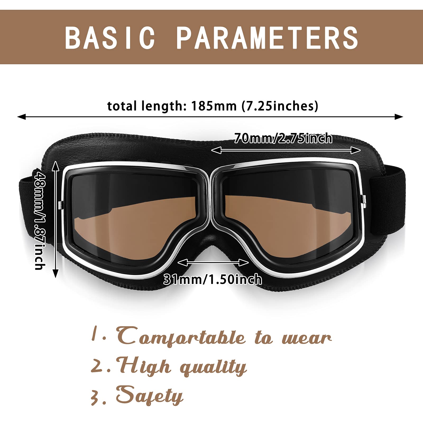 Frienda 2 Pieces Motorcycle Goggles Vintage Pilot Style Cruiser Scooter Goggle Outdoor Sand Goggles Atv Anti-scratch Dust Glasse