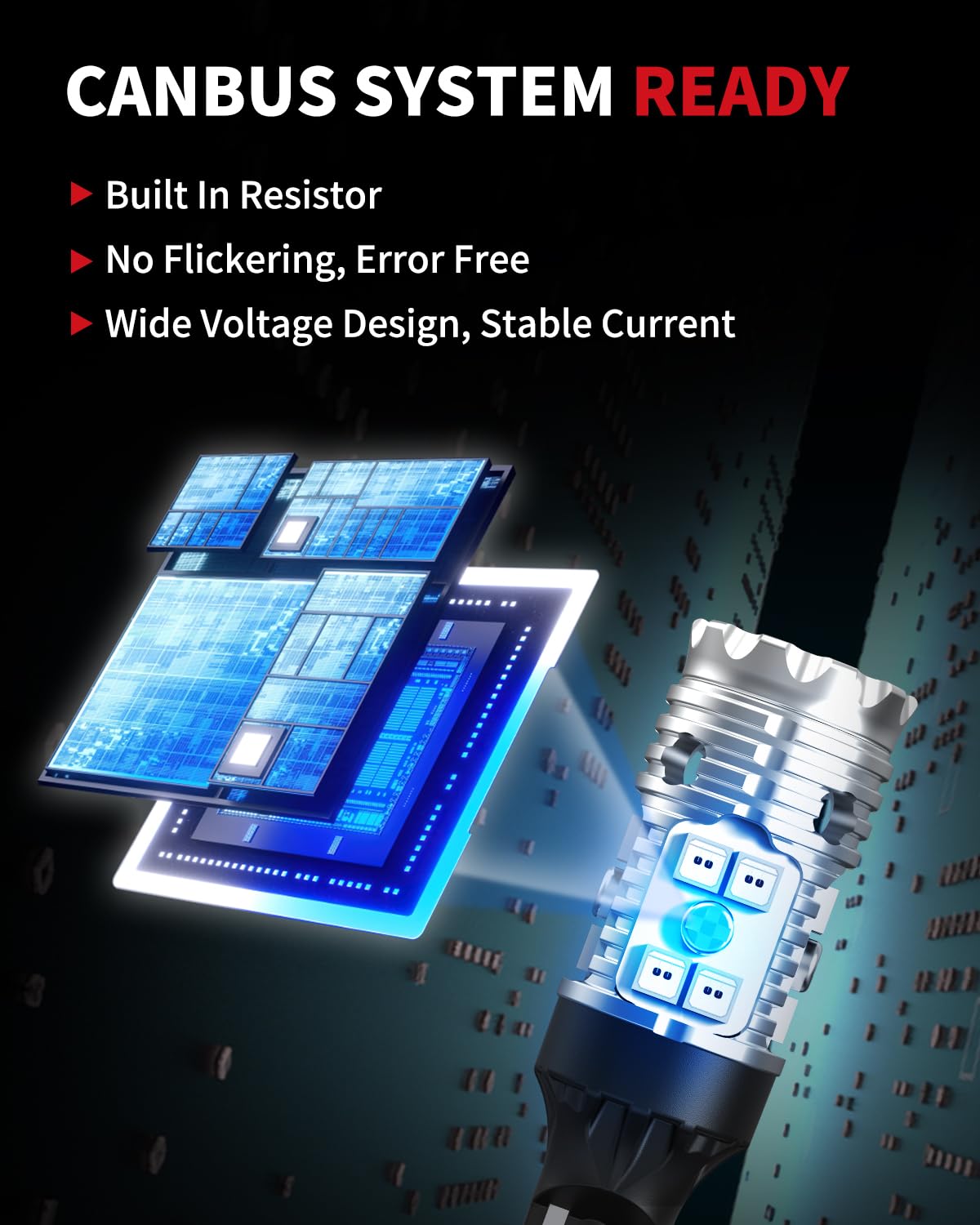 Lasfit 921 Led Bulb Red 912 T15 Canbus Ready Error Free Anti Hyper Flash Upgraded Third Brake Center High Mount Stop Light Bulb