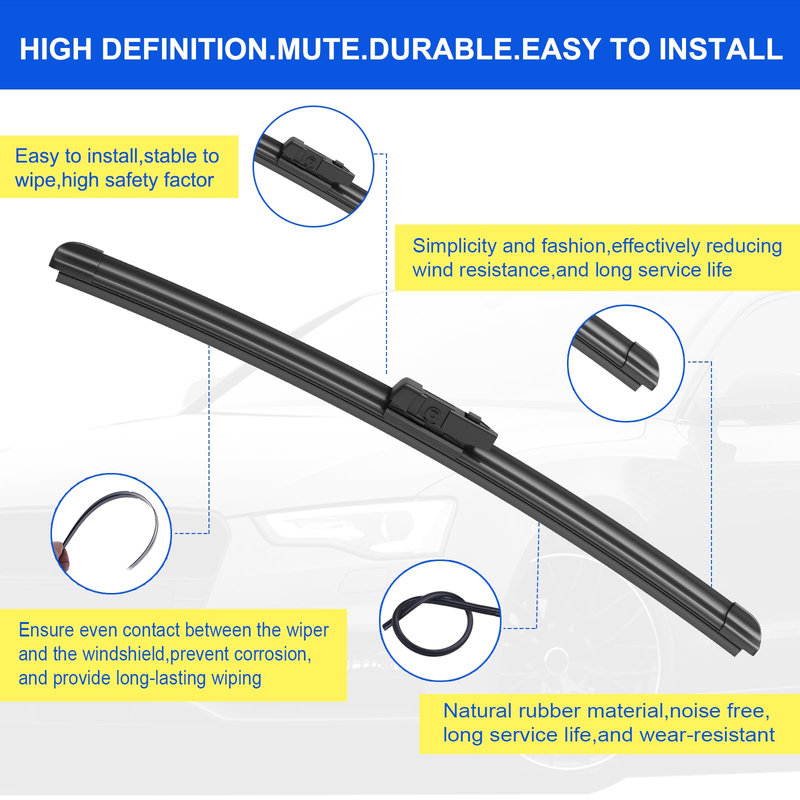 Anikluim 25''+22'' Wiper Blades With 15'' Rear Wiper Blade Set Replacement For 2019-2022 Tiguan Touareg Windshield Wipers Origin