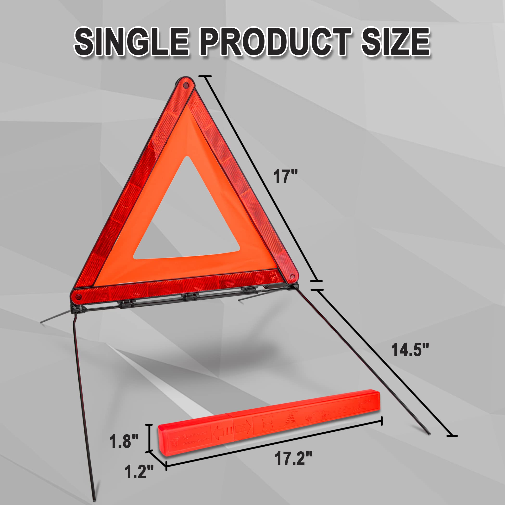 Cartman Foldable Warning Triangle Emergency Warning Triangle Reflector Safety Triangle Kit, Pack Of 3, With Storage Case