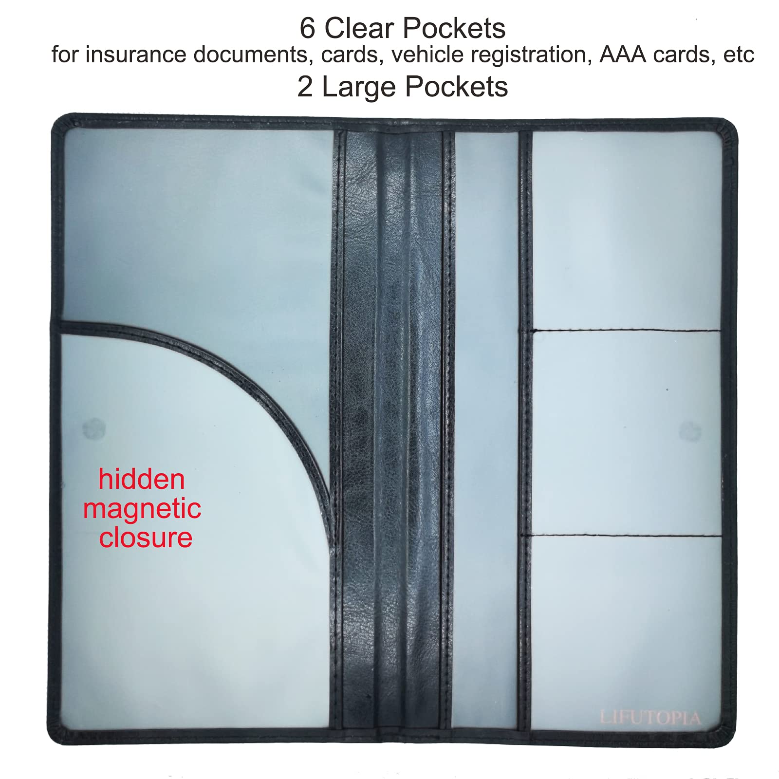 Lifutopia Bing Rhinestone Car Registration And Insurance Document Holder, Glitter Artificial Diamond Lether Vehicle Accessories Car Essentials Glove Box Organizer Compartment Case White