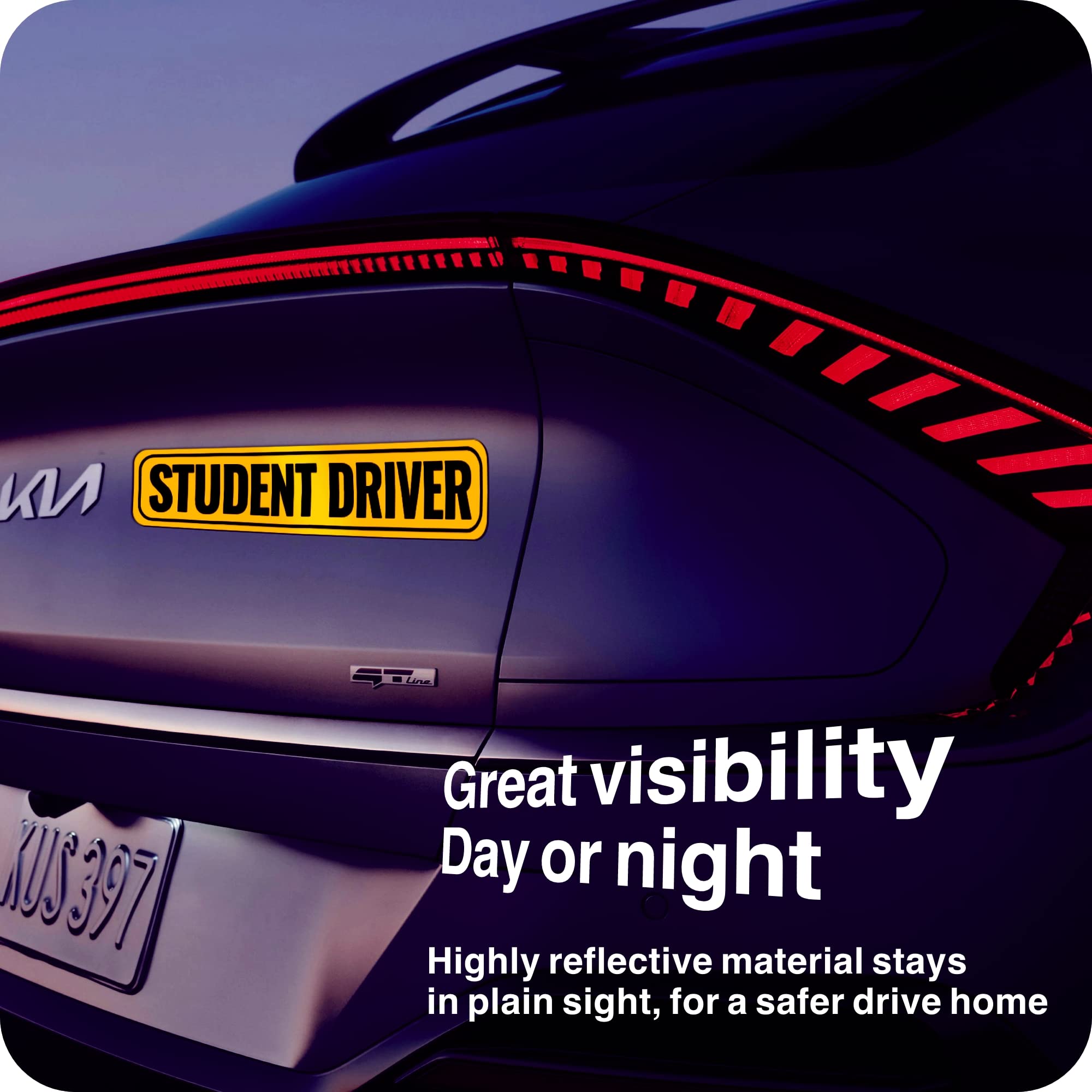 Adheisign Student Driver Magnet | Removable & Reflective New Driver Sticker Decal For Car | Extra-Long Strong Adhesive Magnet W/ Bold Visible Letters (2-Pack) (Yellow & Black), Twin Xl